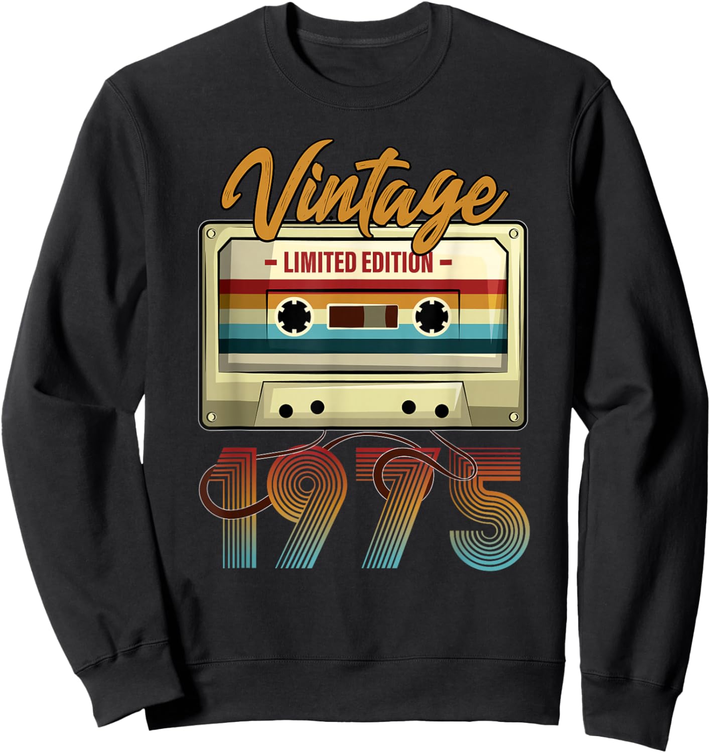 Vintage 1975 50th Birthday Cassette Tape Women B-Day Sweatshirt - Sweatshirt | Black