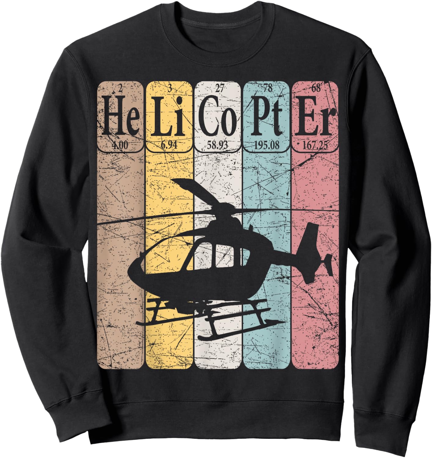 Helicopter Periodic Table Elements Aviation Helicopter Pilot Sweatshirt - Sweatshirt | Black