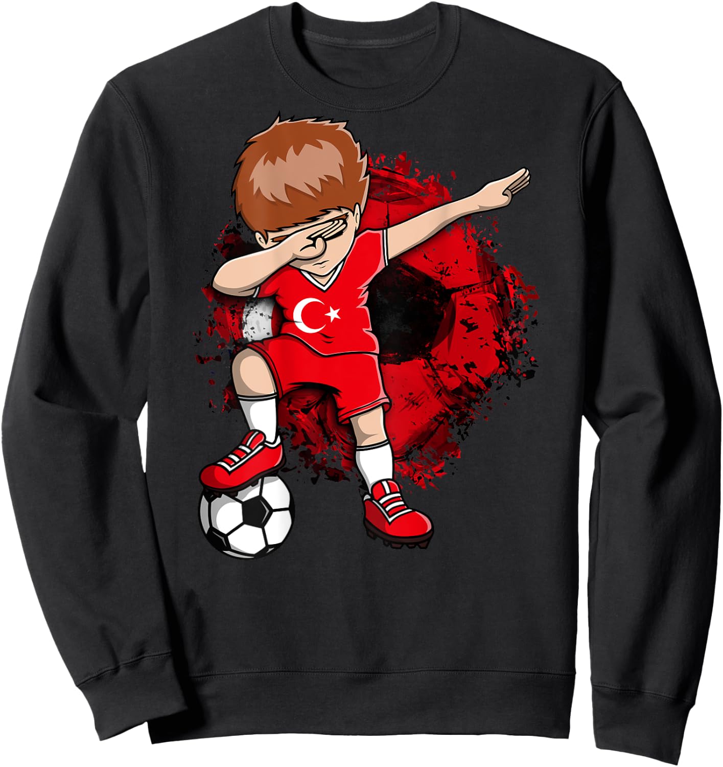 Dabbing Soccer Boy Turkey Jersey Turkish Football Lovers Art Sweatshirt - Sweatshirt | Black