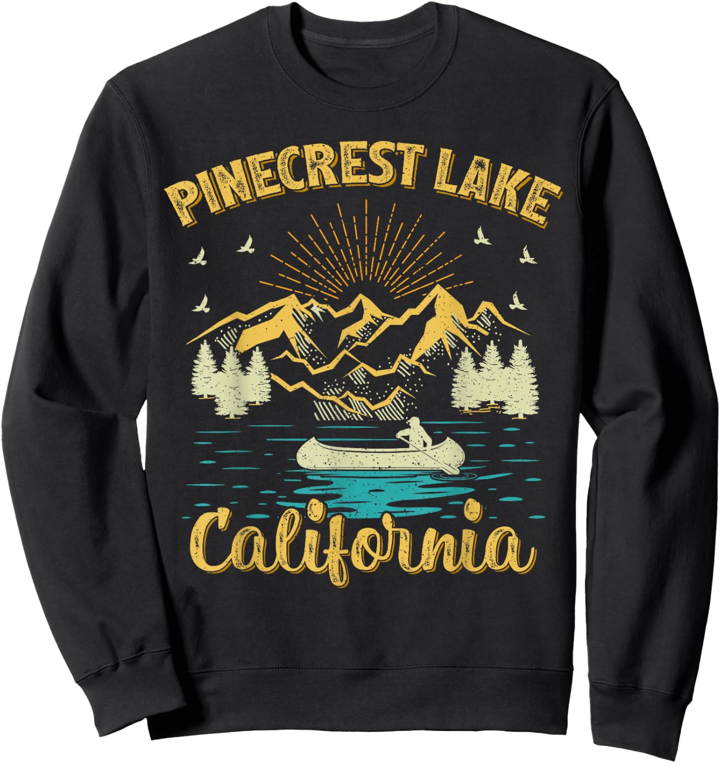 Summer Vacation Retro Mountain California Pinecrest Lake Sweatshirt - Sweatshirt | Black