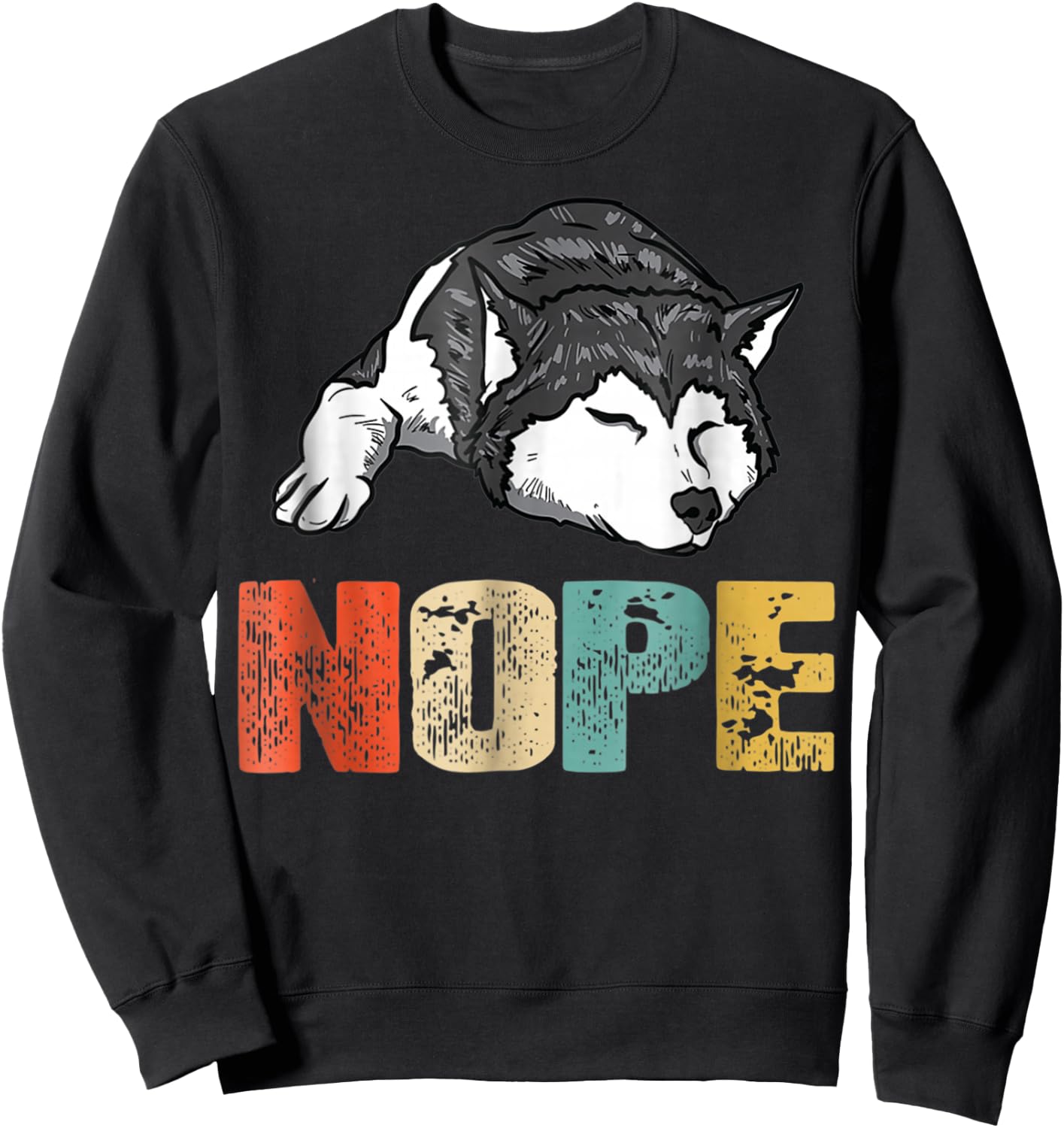 Vintage Nope Funny Siberian Husky Dog Lover Women Sweatshirt - Sweatshirt | Black