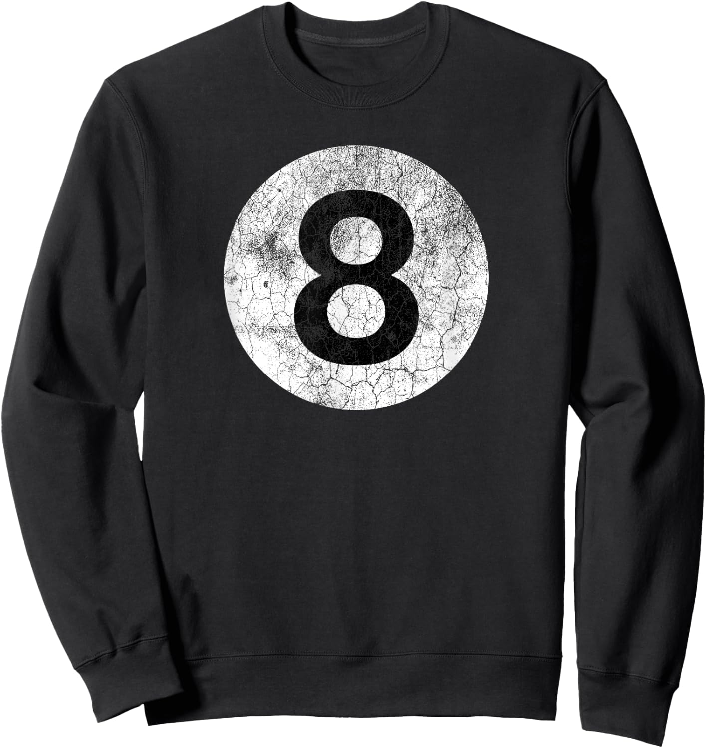 8 Ball Billiards Distressed Vintage Style Costume Eight Ball Sweatshirt - Sweatshirt | Black