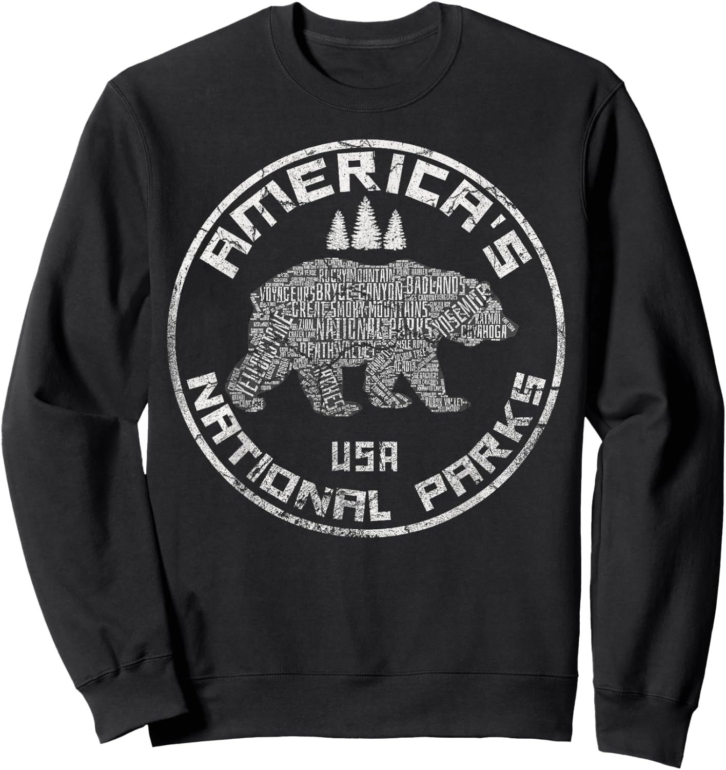 National Parks Bear Hiking Travel Camping Outdoors Retro USA Sweatshirt - Sweatshirt | Black