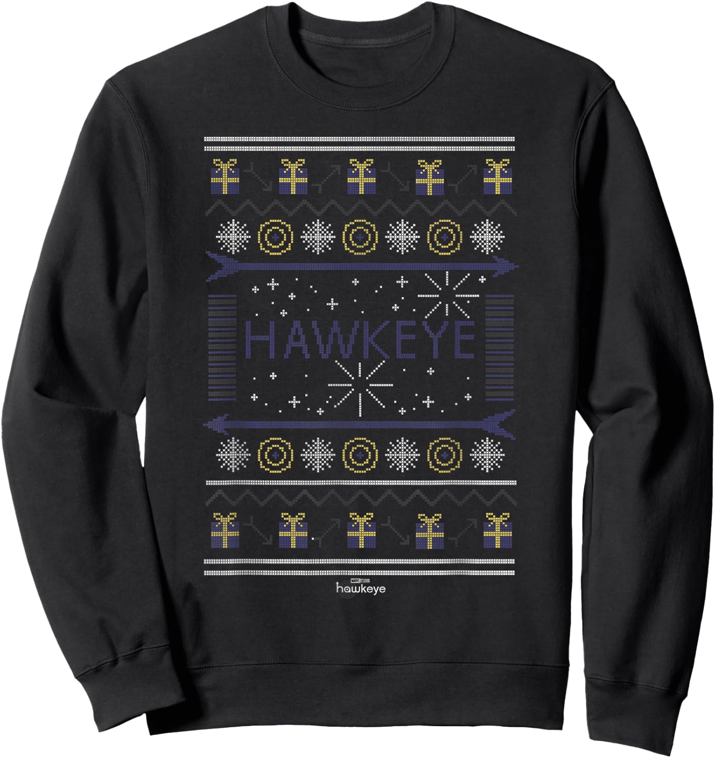 Marvel Hawkeye Christmas Sweater Logo Sweatshirt - Sweatshirt | Black