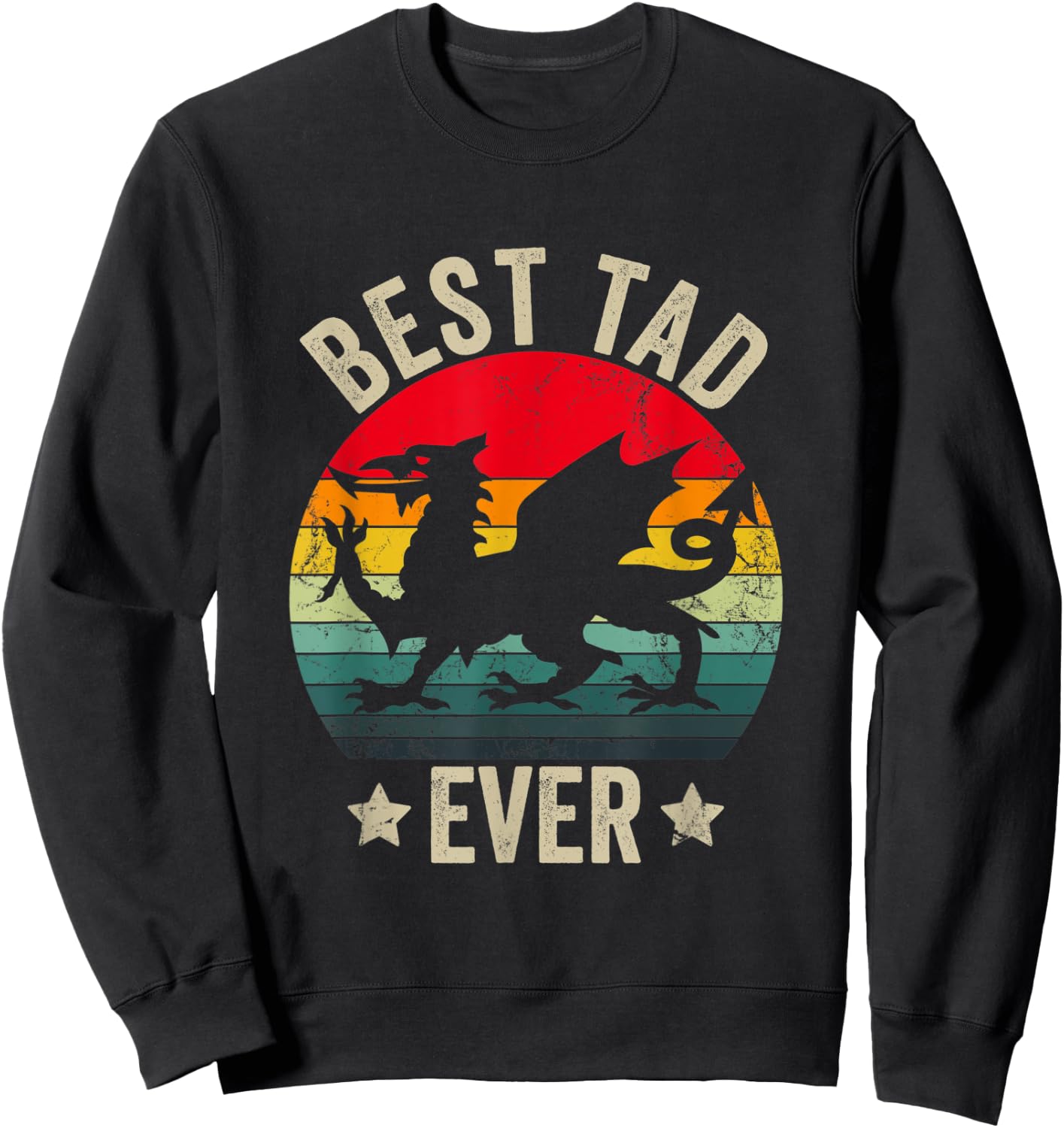 Welsh Fathers Day Wales Best Tad Ever Welsh Dragon Sweatshirt - Sweatshirt | Black
