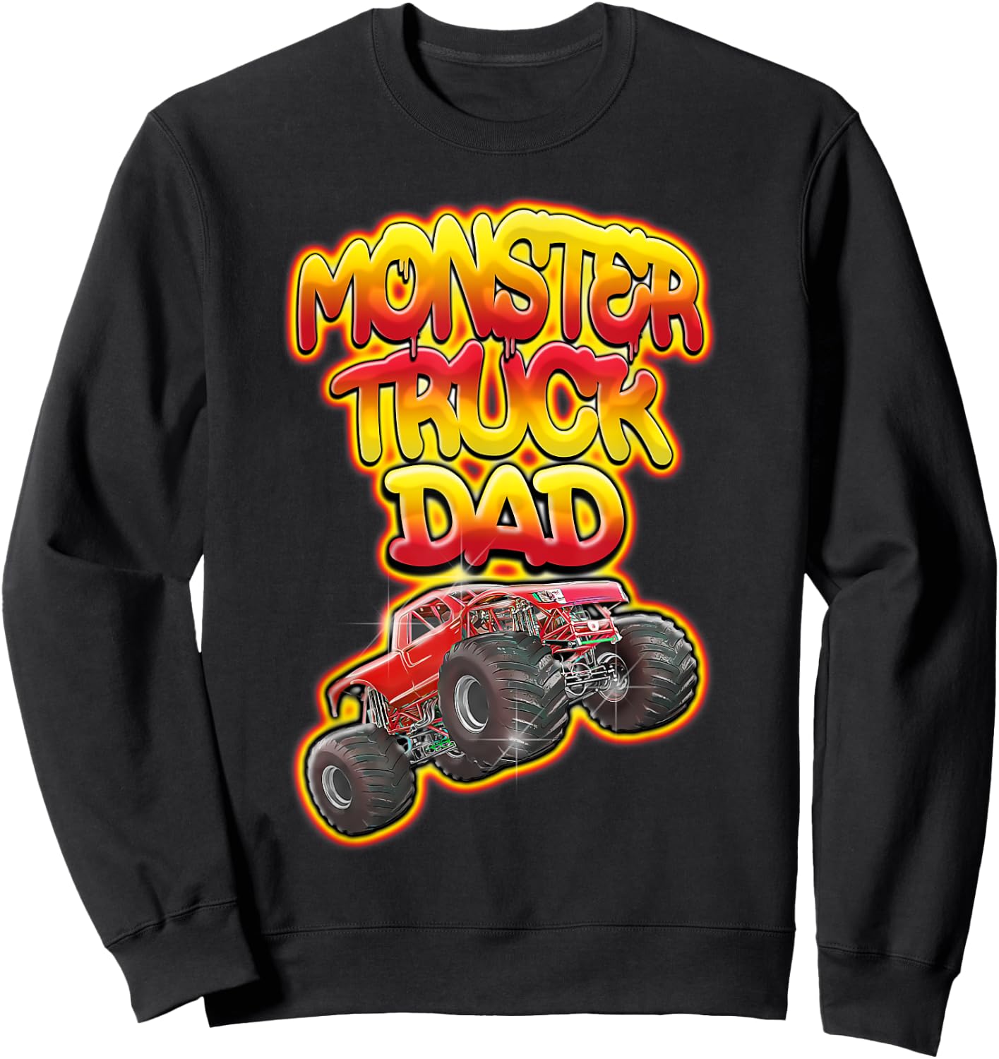 Monster Truck Dad Hot Red Graffiti Style Sweatshirt - Sweatshirt | Black