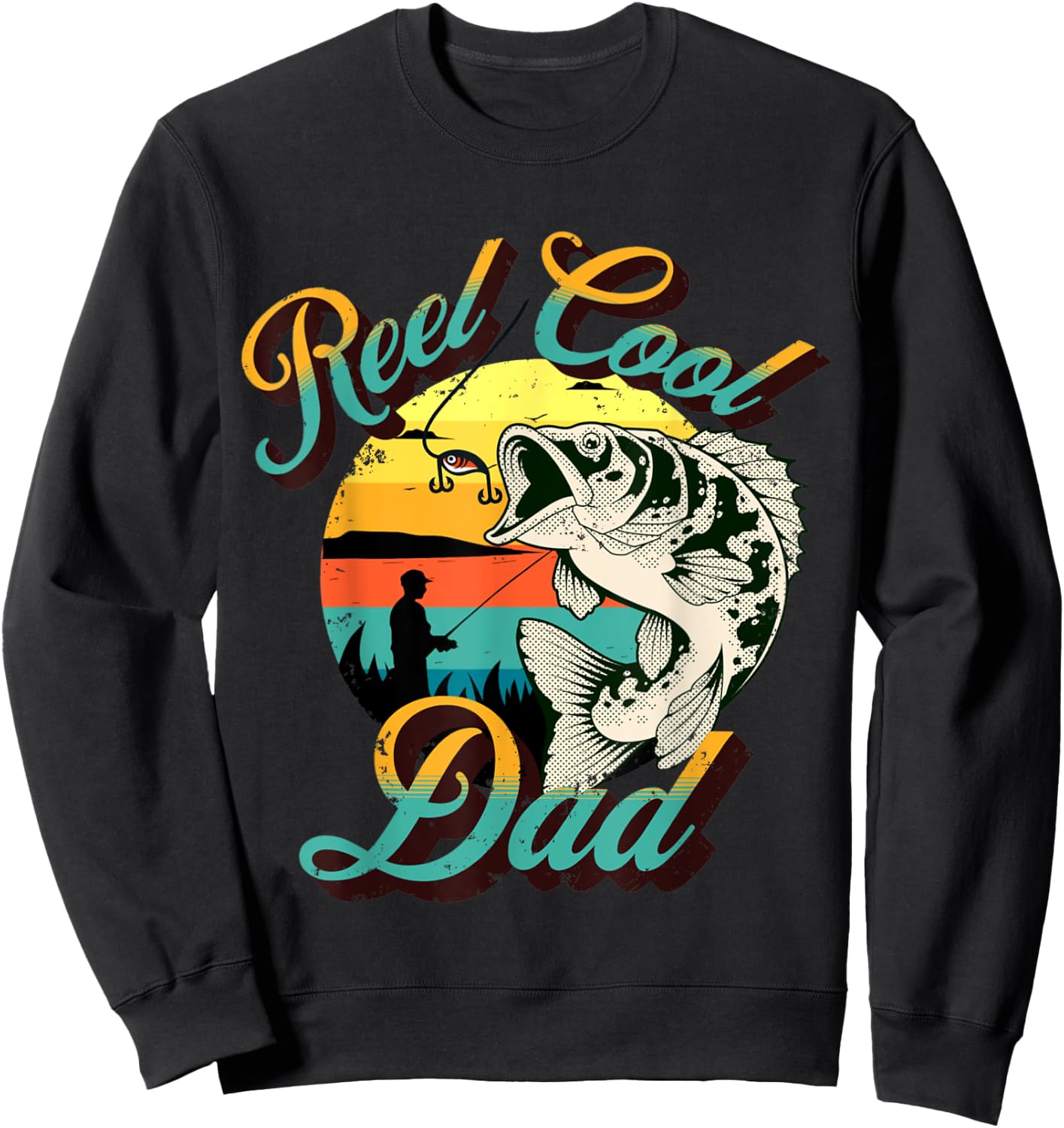 Funny Dad Fathers Day Gift Real Cool Dad Fishing, Dad Joke Sweatshirt - Sweatshirt | Black