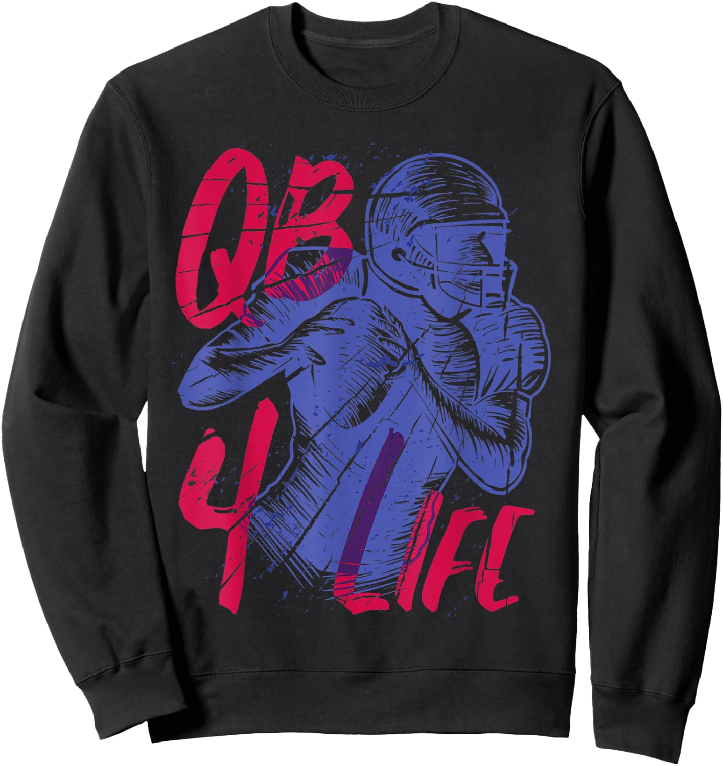 American Football Team Player QB for life Quarterback Gift Sweatshirt - Sweatshirt | Black