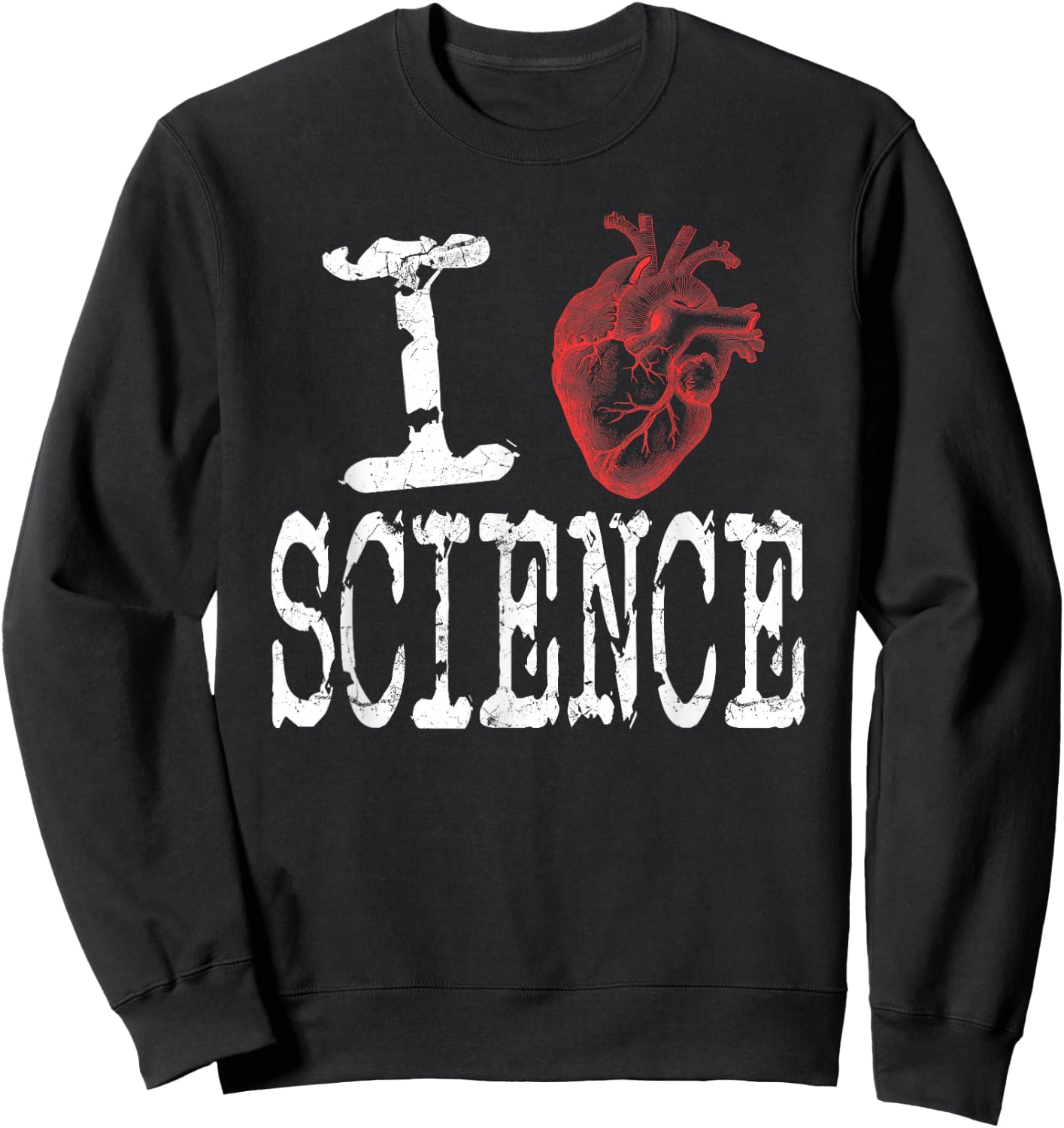 I Love Science Cool Heart Graphic, Awesome Science Lover Sweatshirt - Sweatshirt | Black