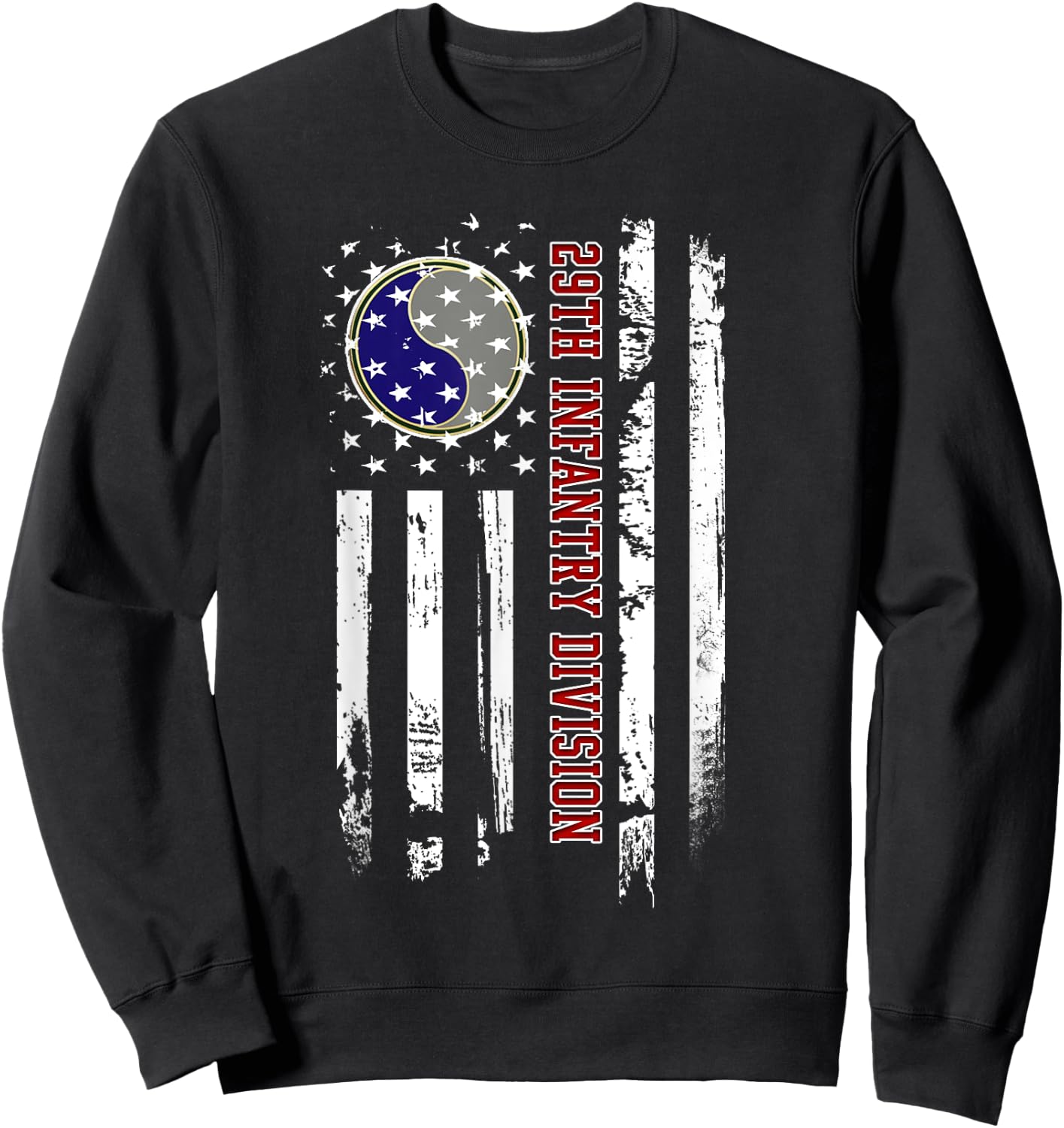 29th Infantry Division Veteran USA Flag Veterans Day Xmas Women Men Sweatshirt - Sweatshirt | Black