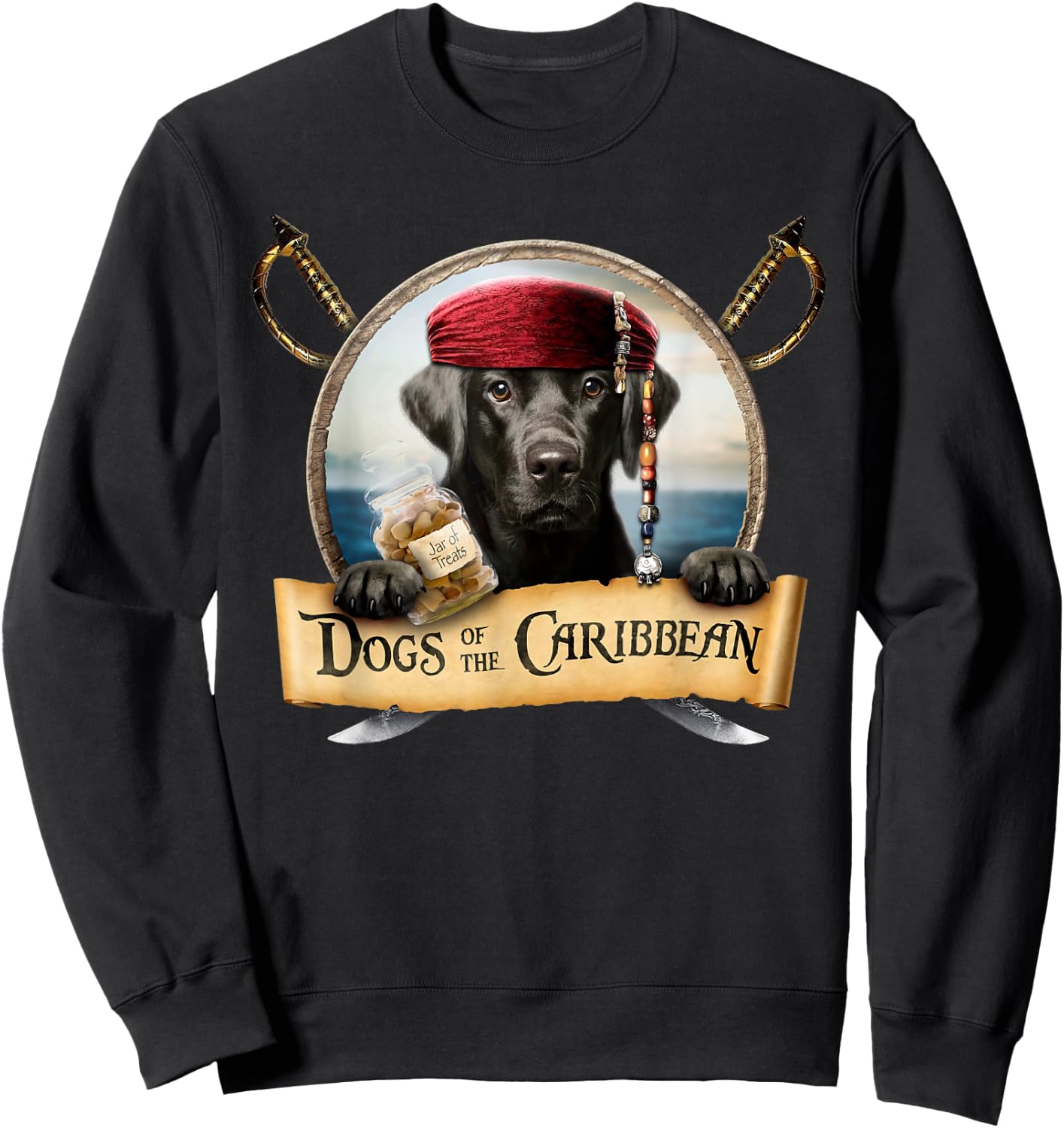 Dogs of the Caribbean - Cute Black Labrador Pirate Sweatshirt - Sweatshirt | Black