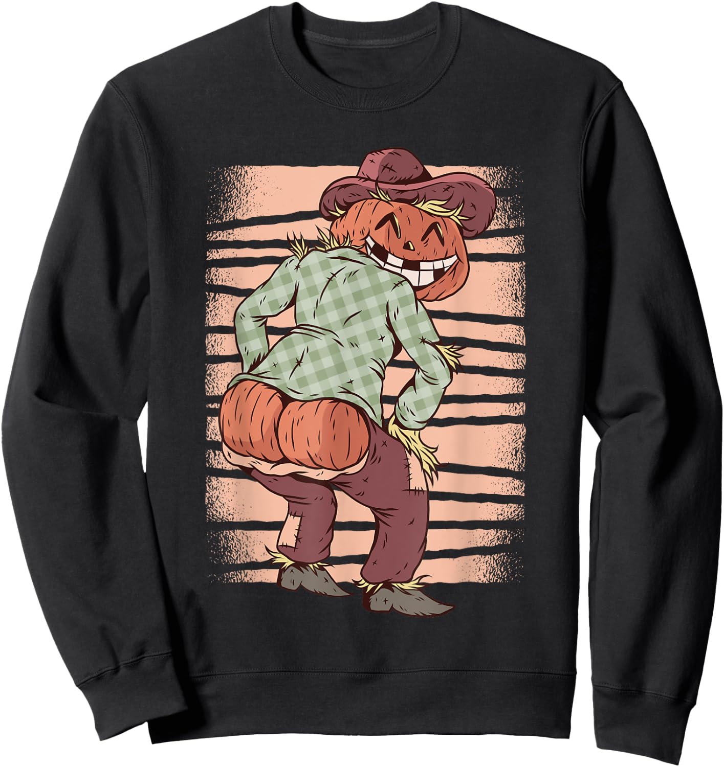 Pumpkin Scarecrow Mooning - Funny Halloween Party Costume Sweatshirt - Sweatshirt | Black