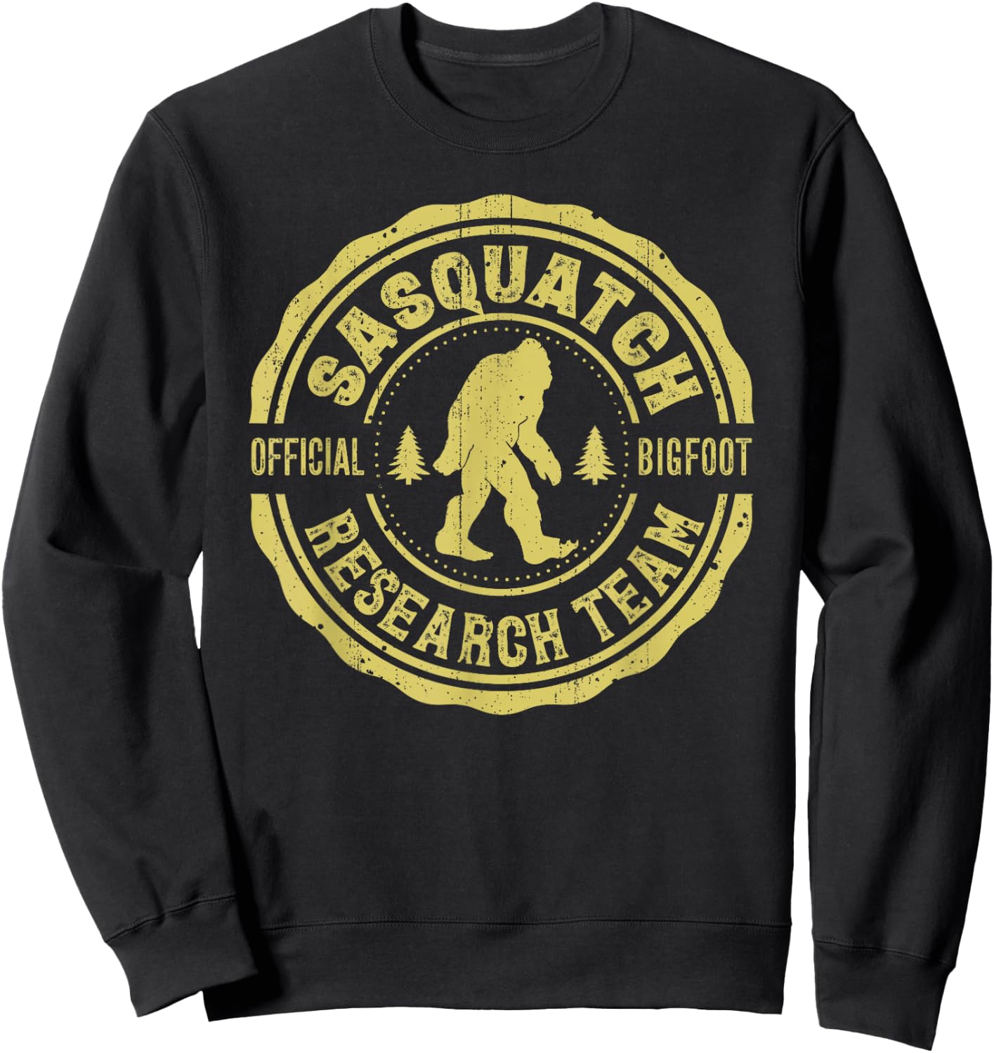 Bigfoot Finding Sasquatch Research Team Men Retro Vintage Sweatshirt - Sweatshirt | Black