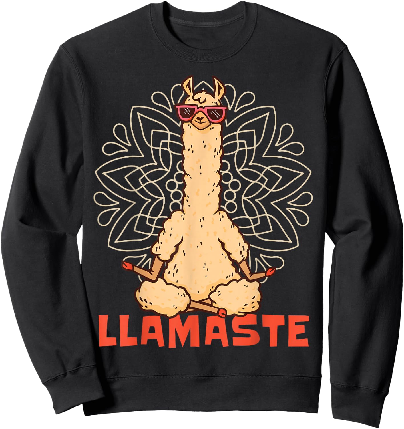 Funny Llama Yoga Lamaste Namaste Meditation Sweatshirt - Sweatshirt | Black