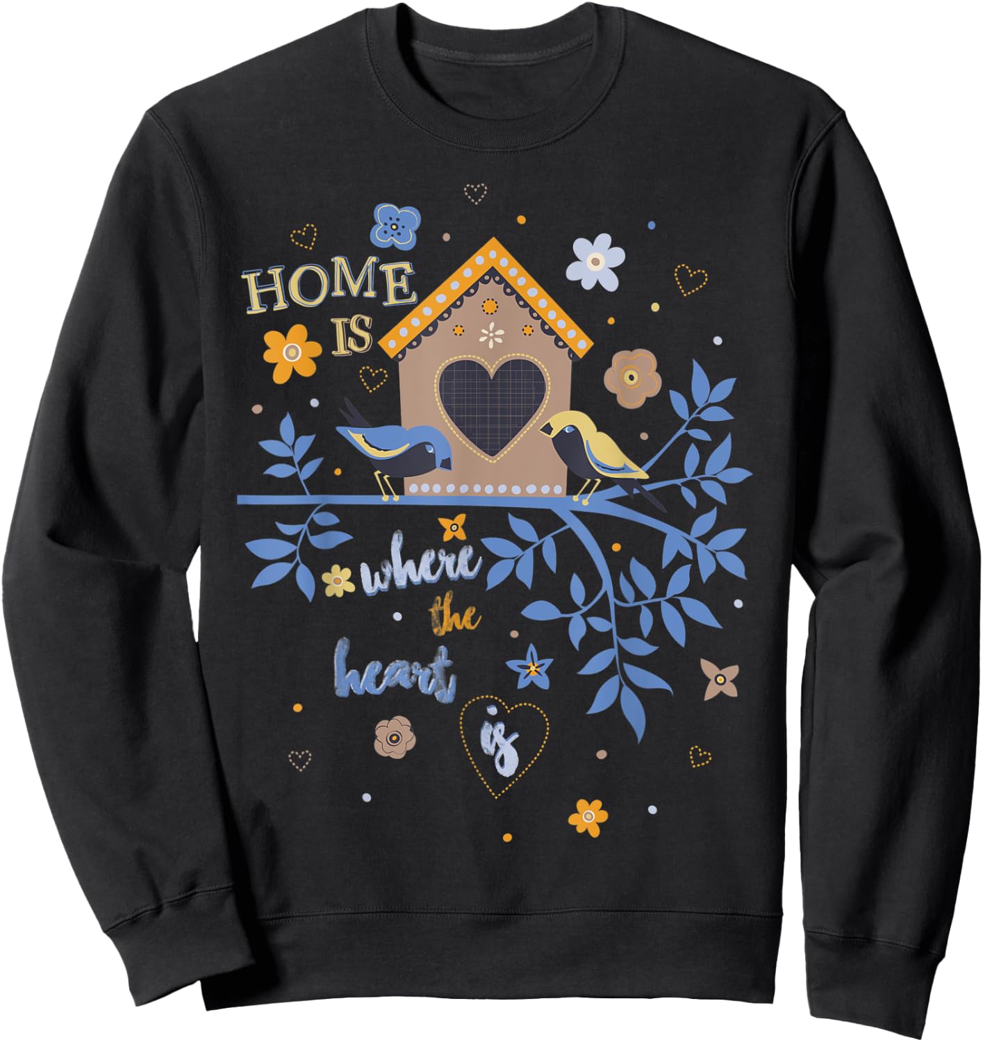 Home is Where The Heart is Vintage Art Graphic Women Girls Sweatshirt - Sweatshirt | Black