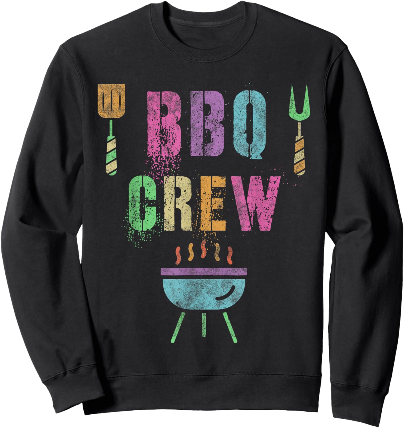 Funny BBQ CREW Grill Chef Cook Squad Cooking Summer Grilling Sweatshirt - Sweatshirt | Black