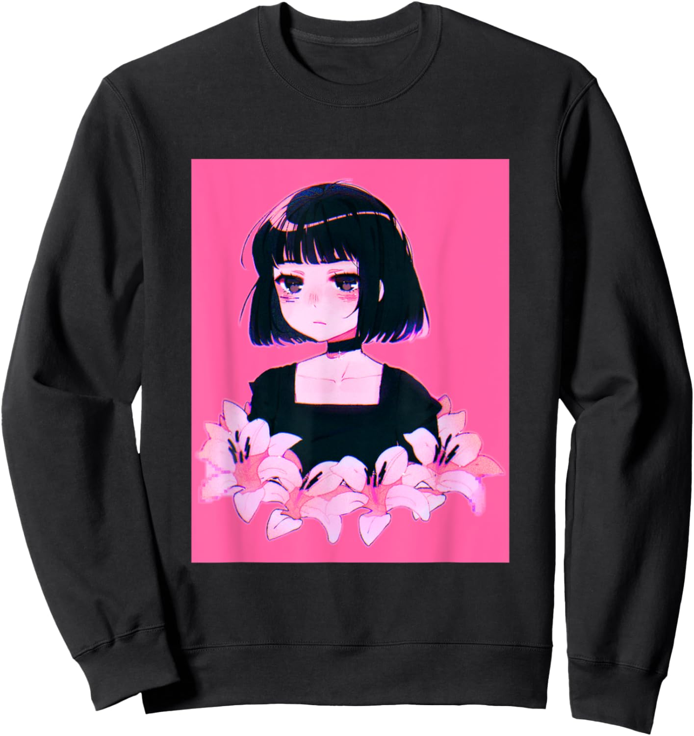 Anime Girl Japanese Aesthetic anime Otaku Sweatshirt - Sweatshirt | Black