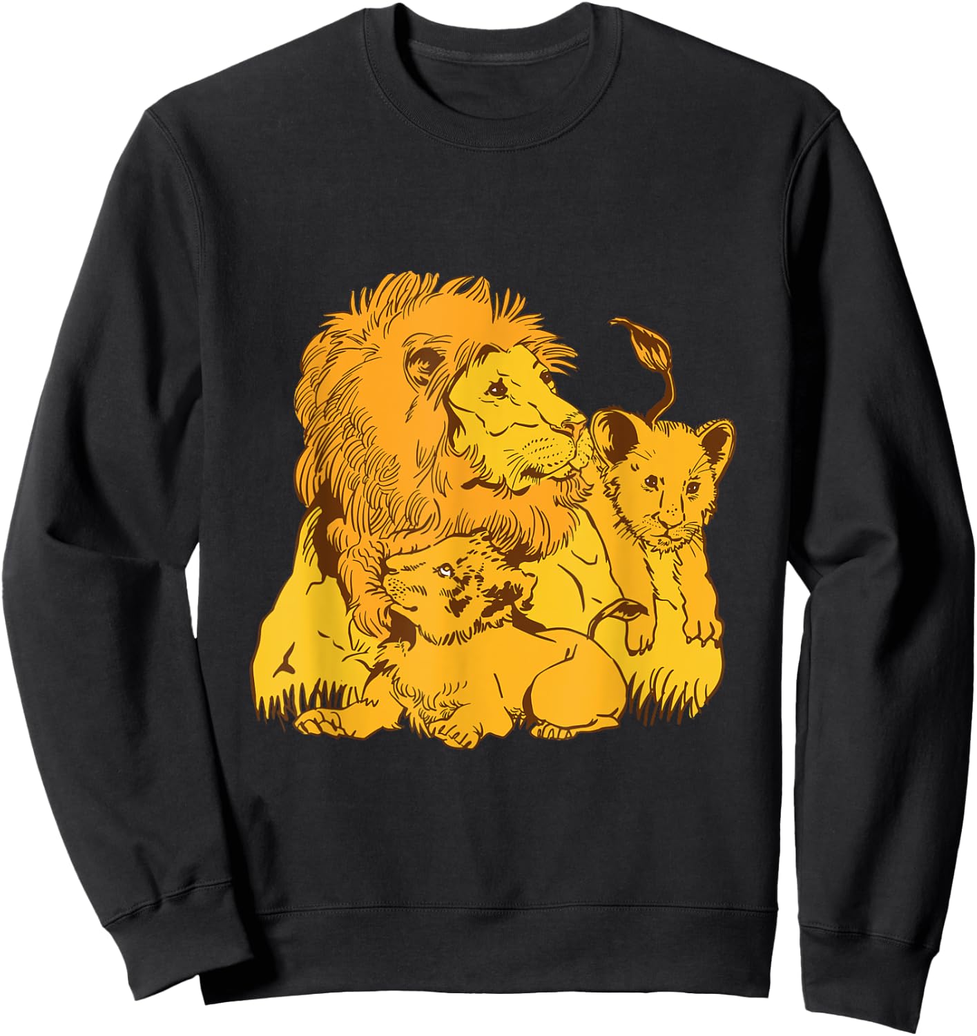 Proud Dad Lion with Cubs Lion Papa for Father's Day Sweatshirt - Sweatshirt | Black