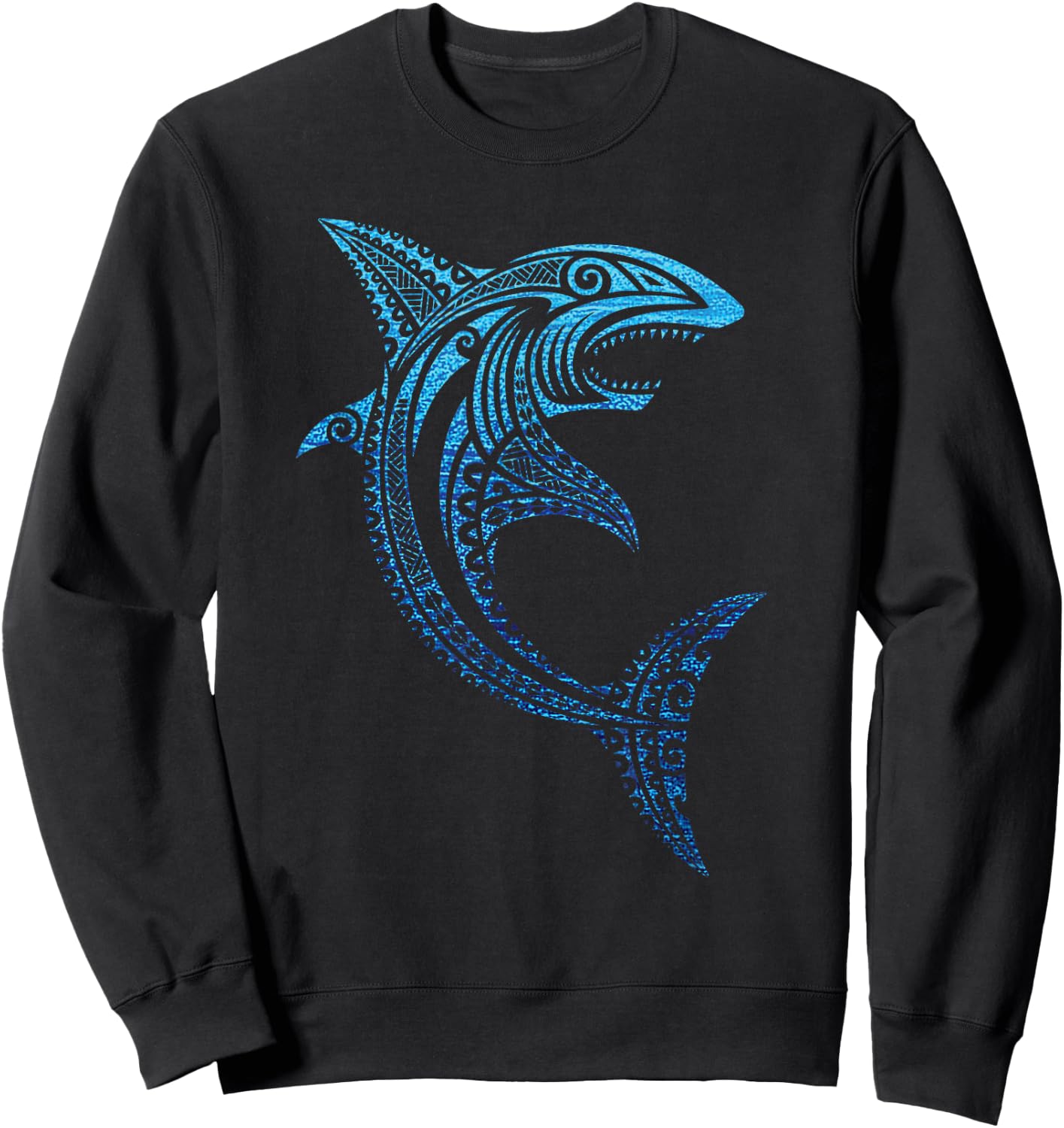 Artistic Tribal Shark Polynesian Tattoo Hawaiian Vacation Sweatshirt - Sweatshirt | Black