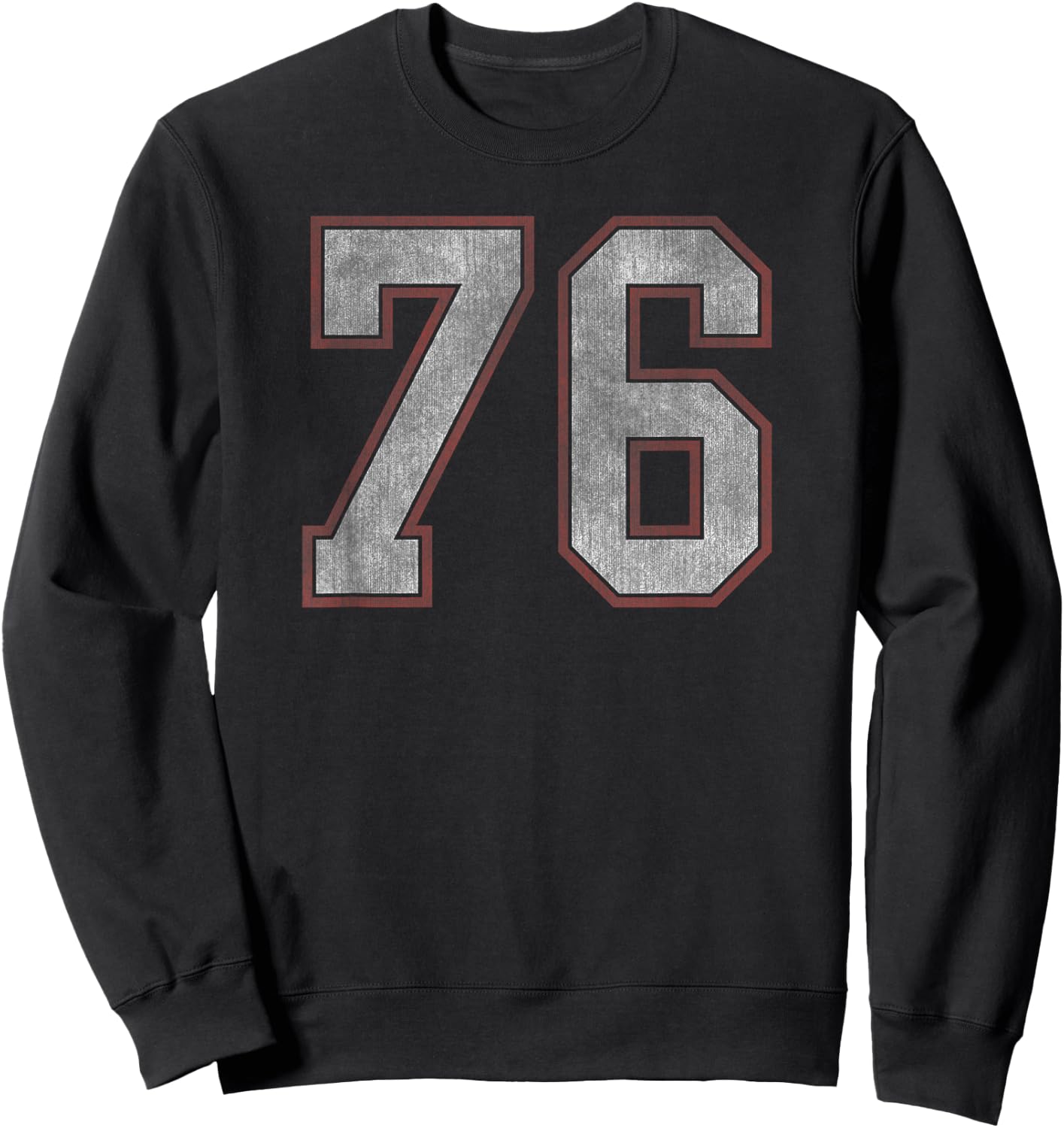 Trendy Vintage Number 76 Fitness Sweatshirt - Sweatshirt | Black