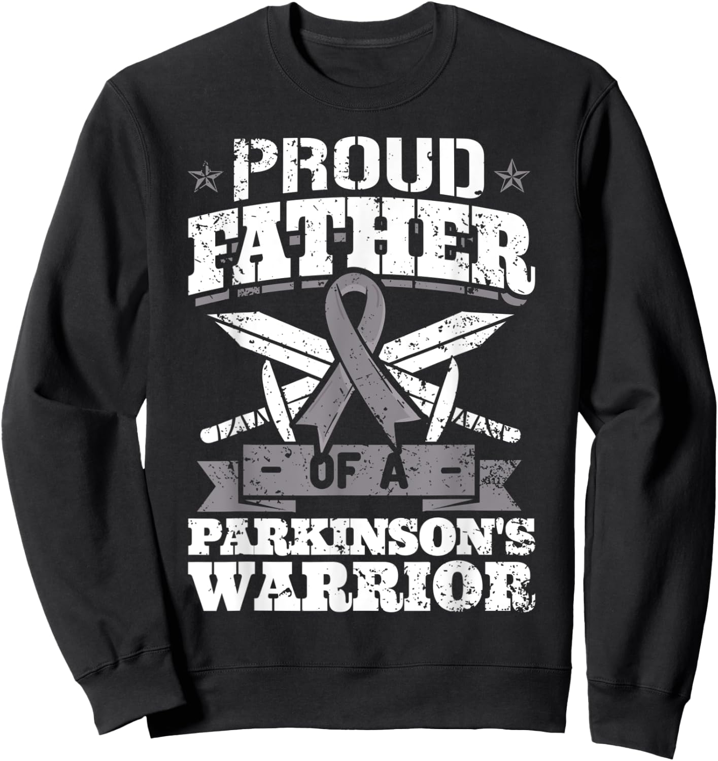 Proud Father Of A Parkinson's Warrior PD Awareness Ribbon Sweatshirt - Sweatshirt | Black