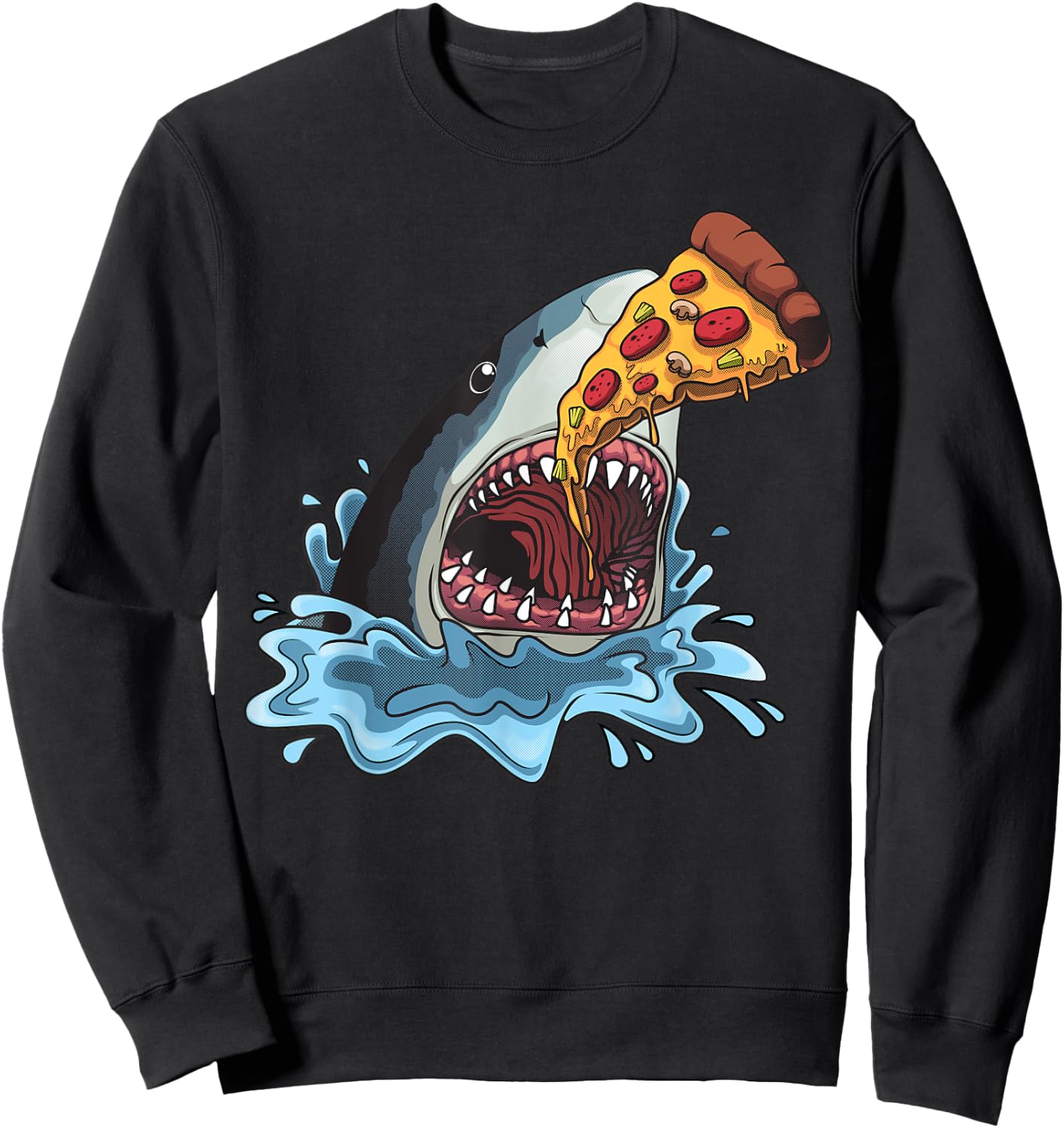 Funny Shark Pizza For Jawsome Shark Pizza Lover Men Women Sweatshirt - Sweatshirt | Black