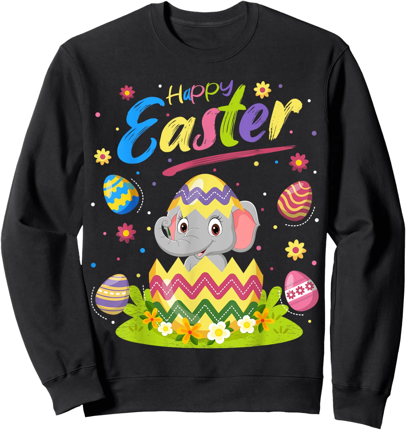 Elephant Lover Funny Easter Egg Elephant Happy Easter Sweatshirt - Sweatshirt | Black