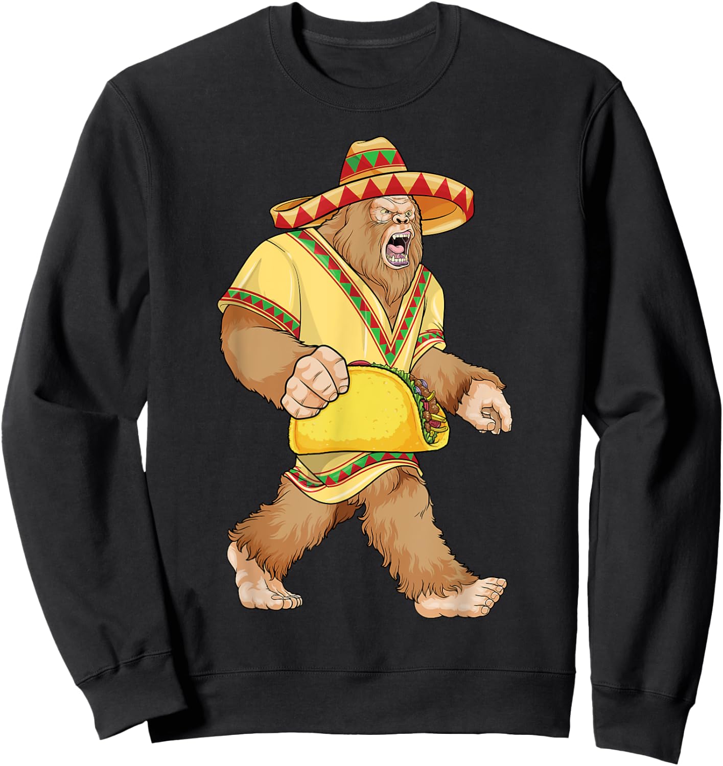 Bigfoot Taco Cinco de Mayo Mexican Bigfoot El Squatcho Boys Sweatshirt - Sweatshirt | Black
