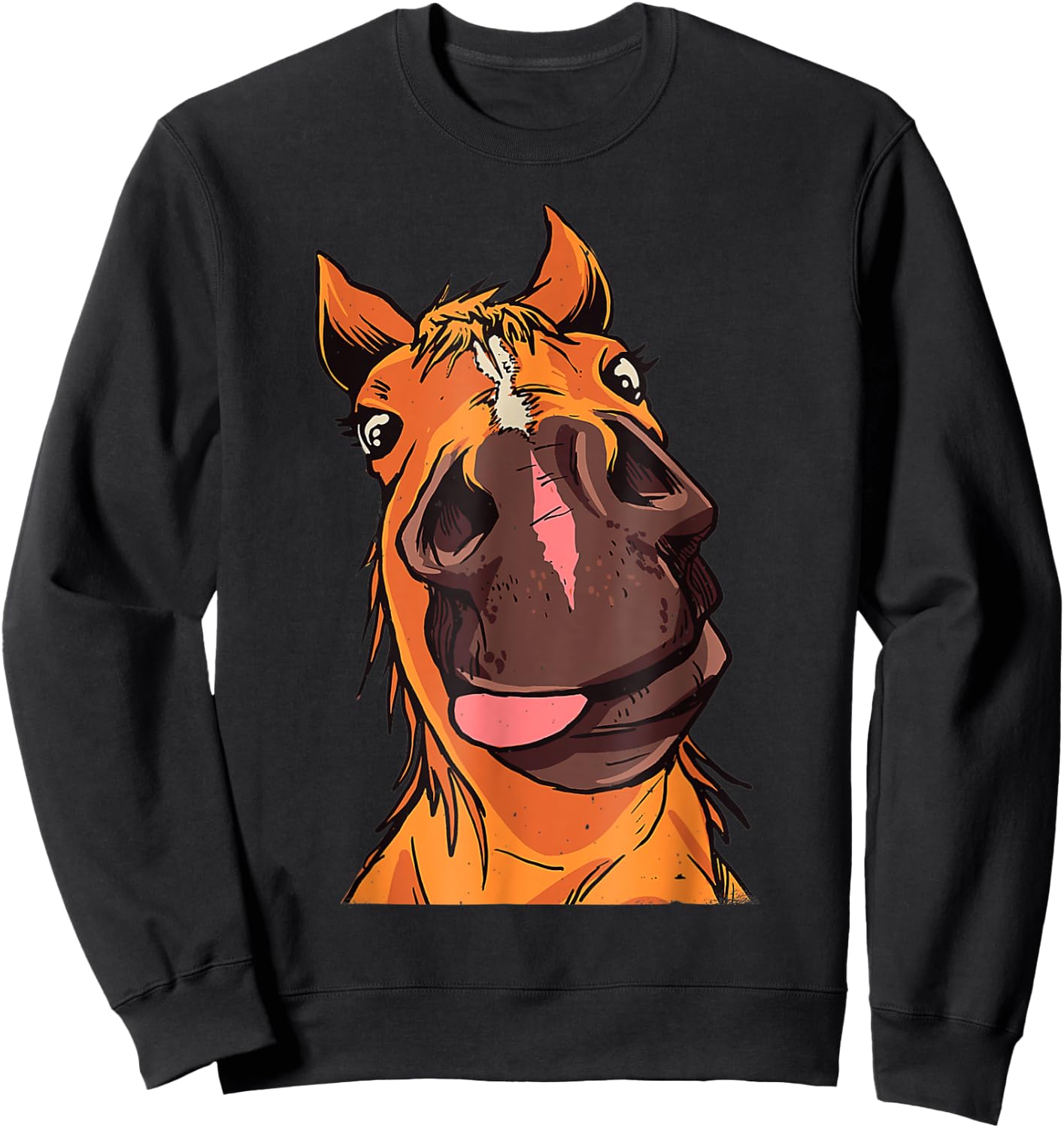 Funny Horse Face Close Up Rider Horse Riding Sweatshirt - Sweatshirt | Black