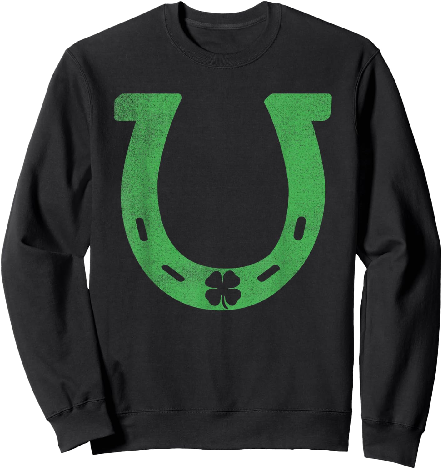 Horseshoe Gift St. Patrick's Day Shamrock Irish Clover Lucky Sweatshirt - Sweatshirt | Black