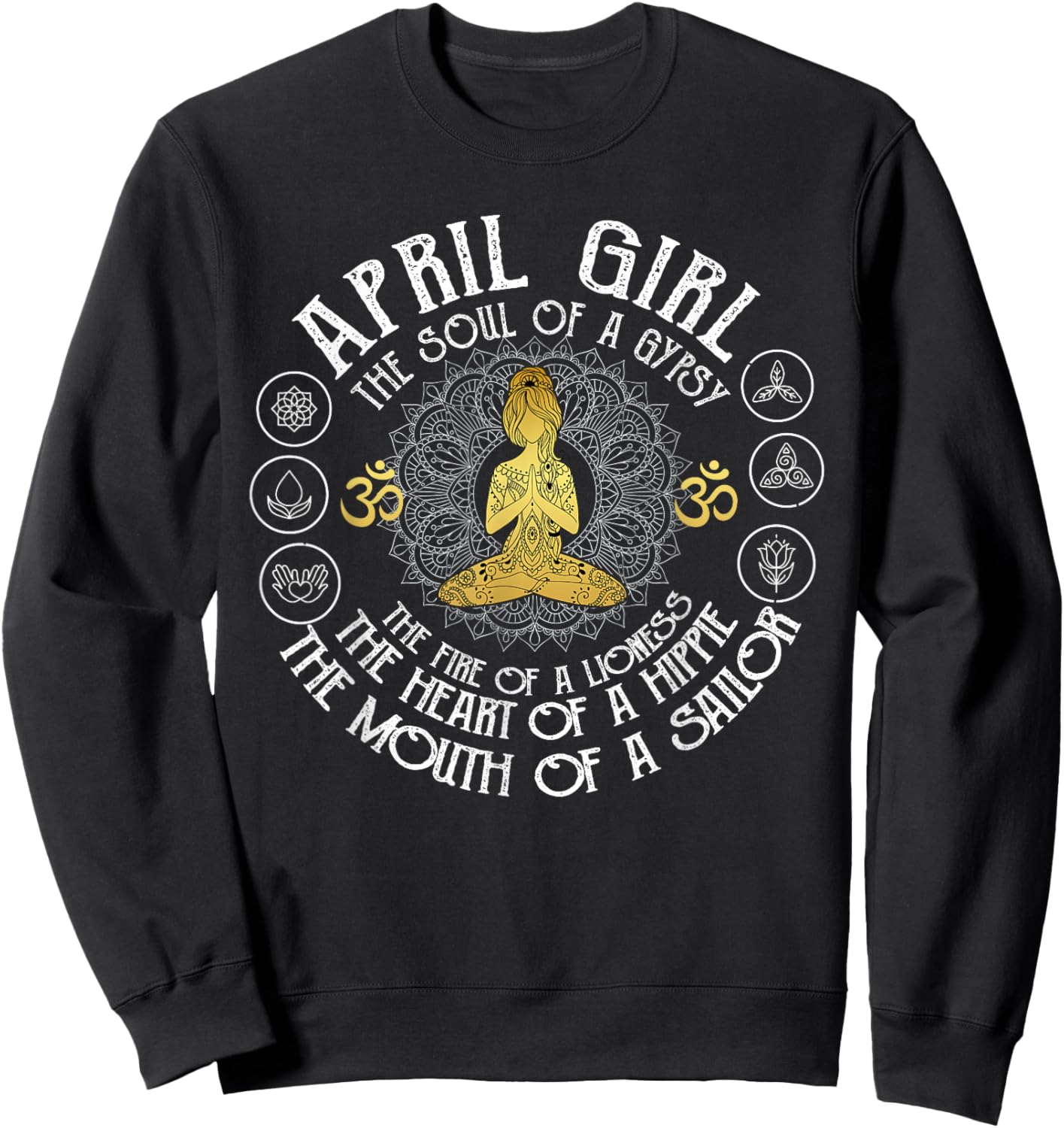 April Girl Witch Soul Funny Cute Vintage Birthday April Yoga Sweatshirt - Sweatshirt | Black