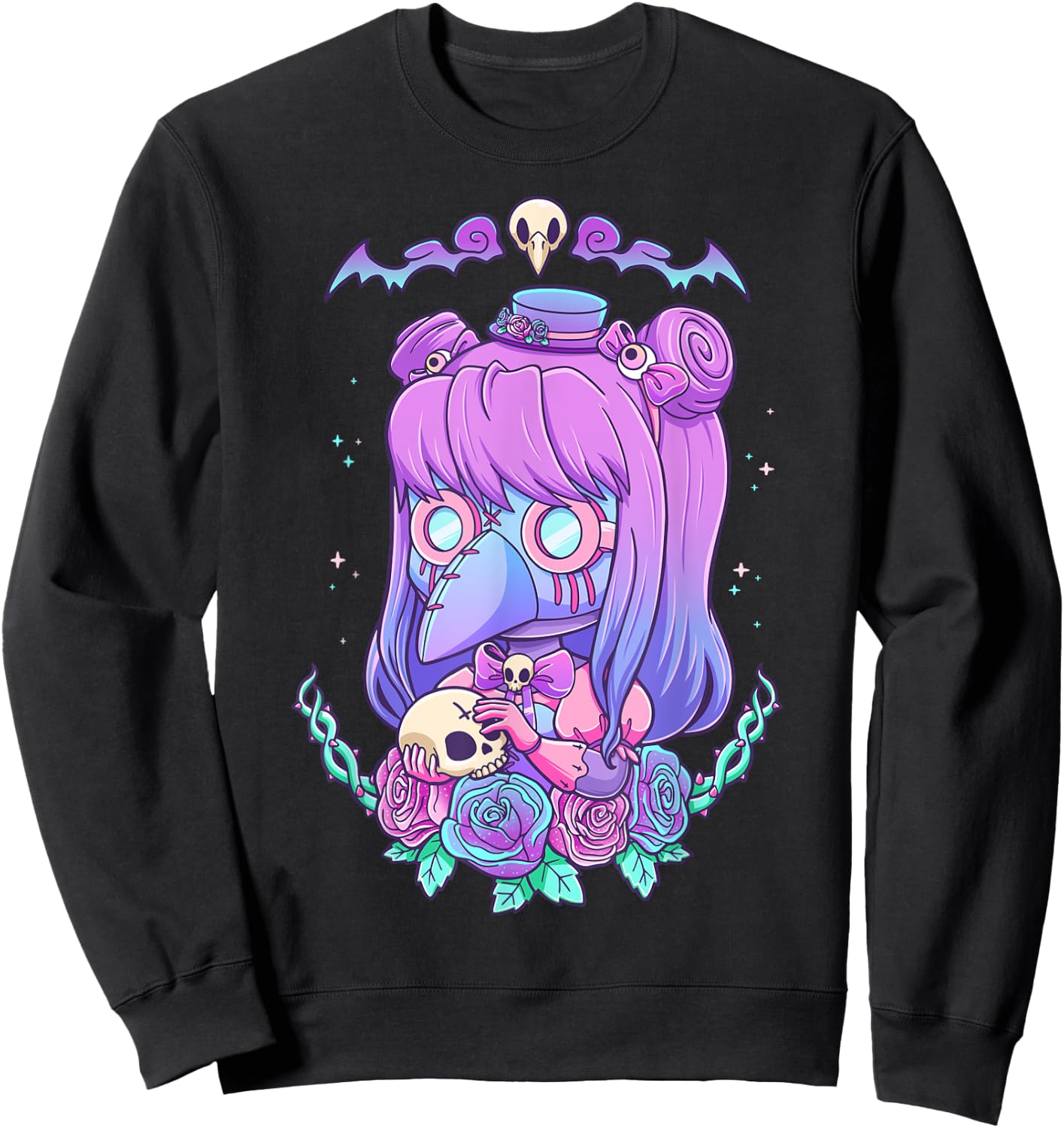 Pastel Goth Creepy Plague Doctress Kawaii Menhera Wiccan Sweatshirt - Sweatshirt | Black