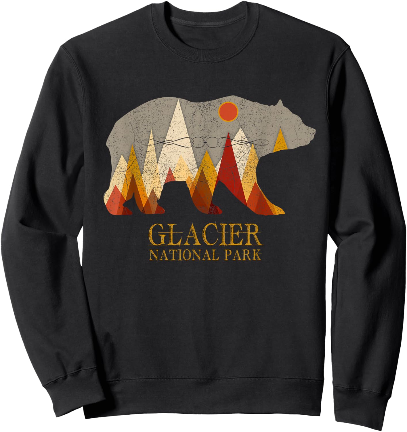 Glacier National Park Grizzly Bear Montana Sweatshirt - Sweatshirt | Black