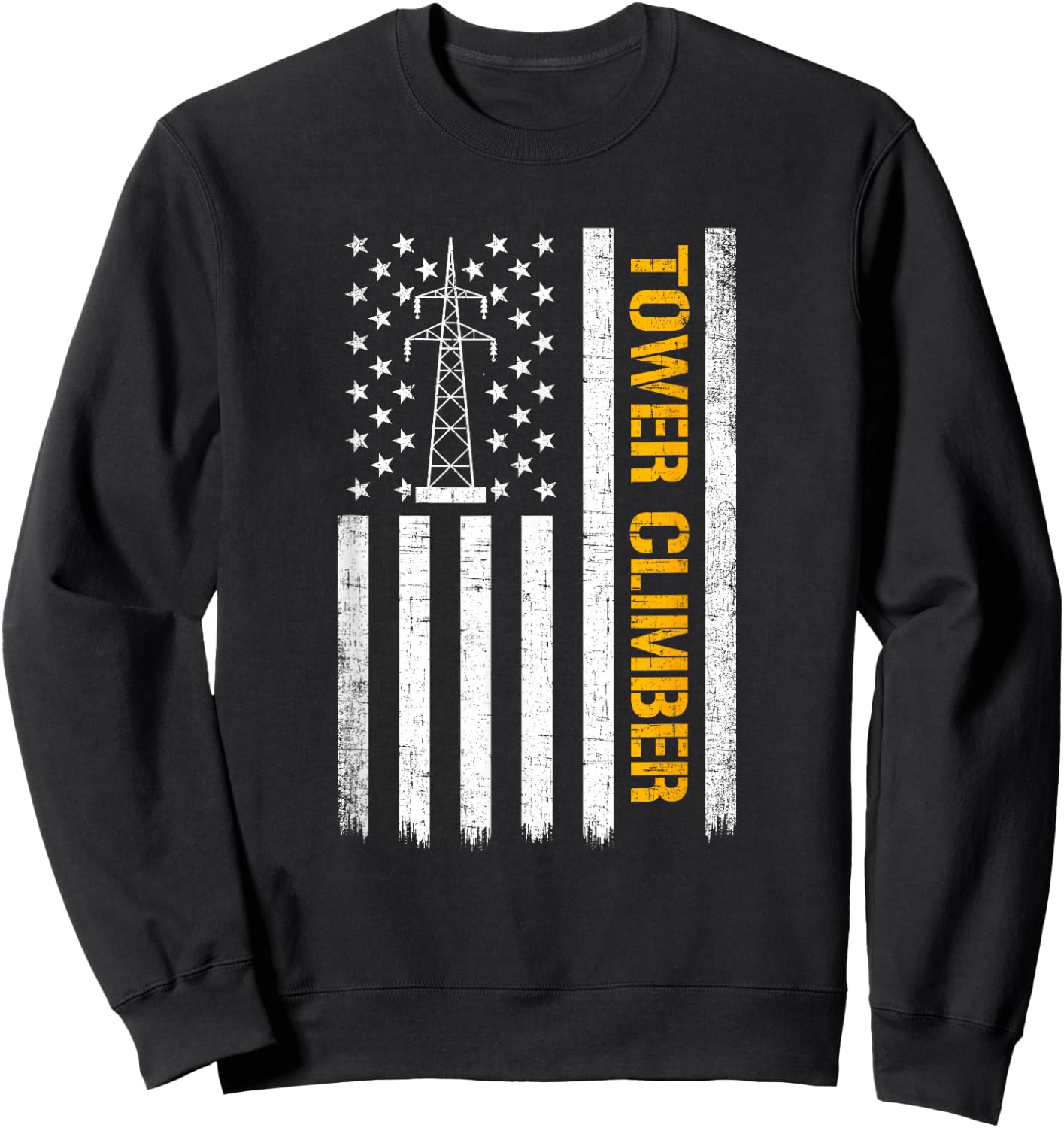 Tower Climber American Flag, Tower Climber Sweatshirt - Sweatshirt | Black
