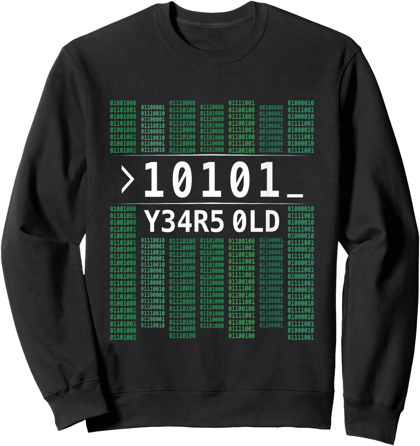 10101 Years Old Binary Code 21st Birthday Computer Sweatshirt - Sweatshirt | Black