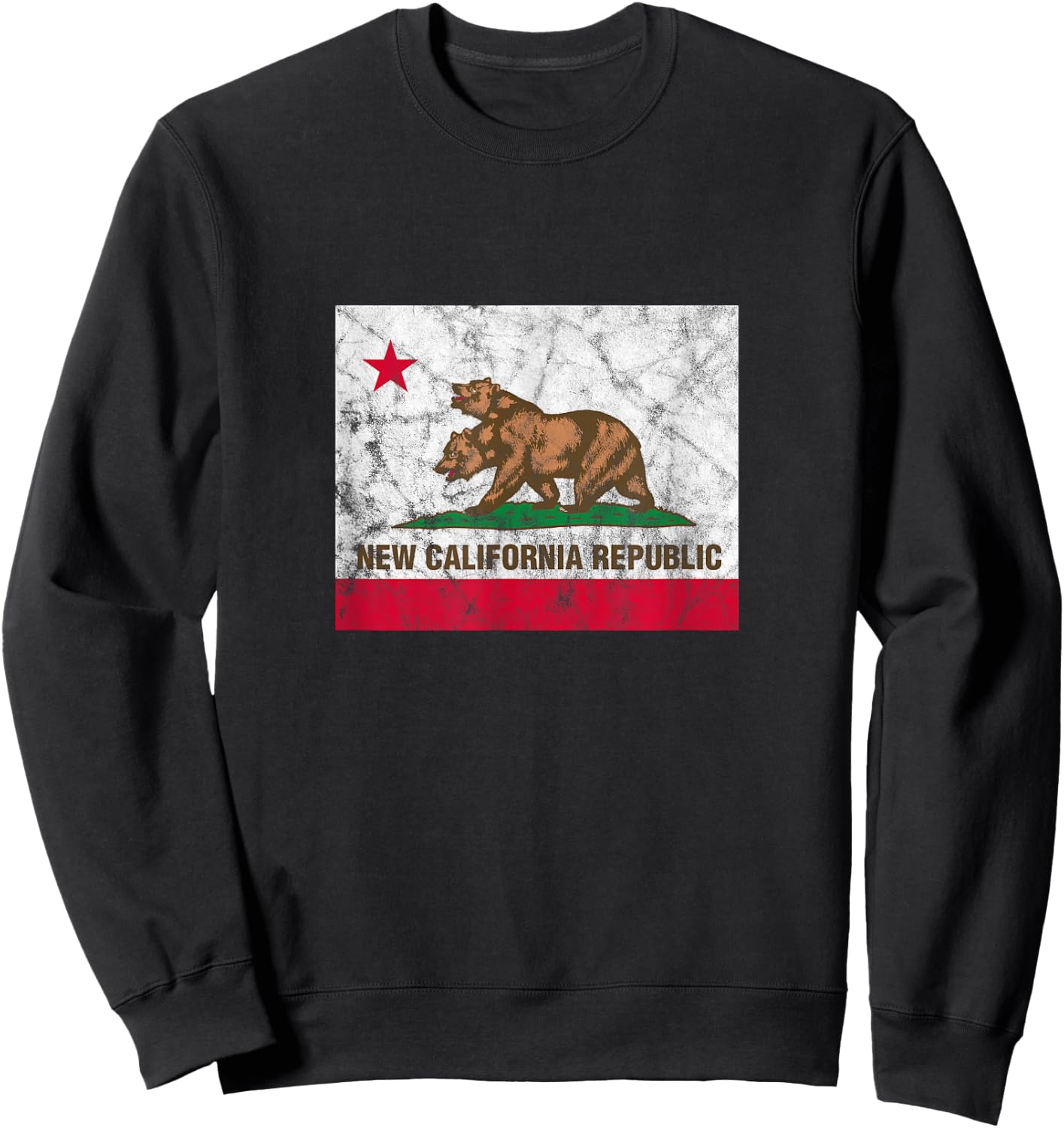 New California Republic NCR State Distressed Flag Sweatshirt - Sweatshirt | Black