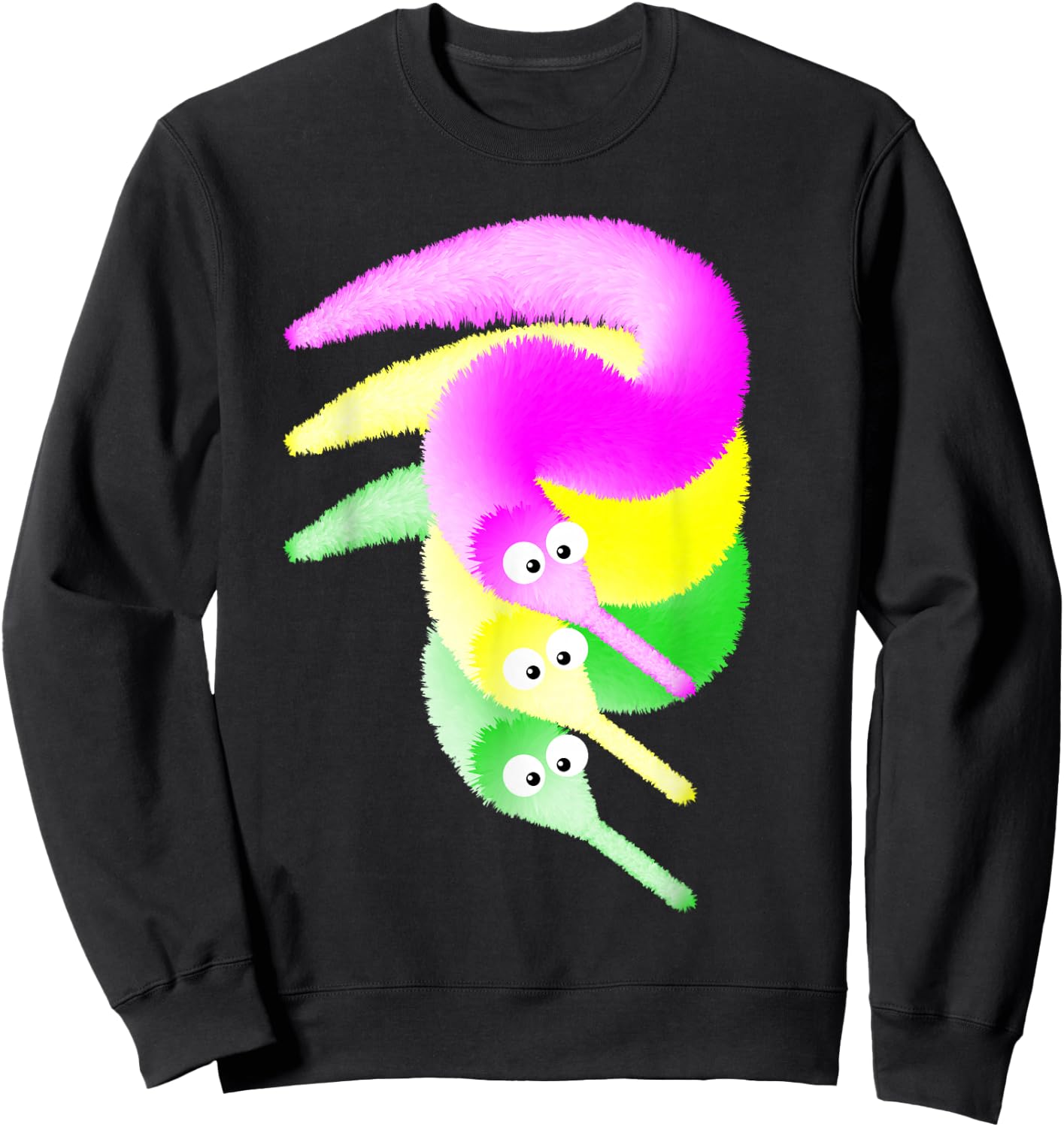 Worms on a String Fuzzy Wiggly Magic Worm Toy Sweatshirt - Sweatshirt | Black