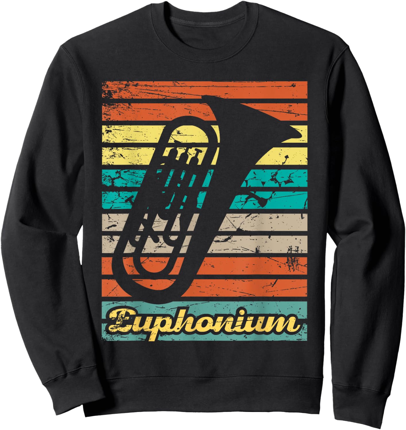 Retro Euphonium Player Euphoniumist Marching Band Sweatshirt - Sweatshirt | Black