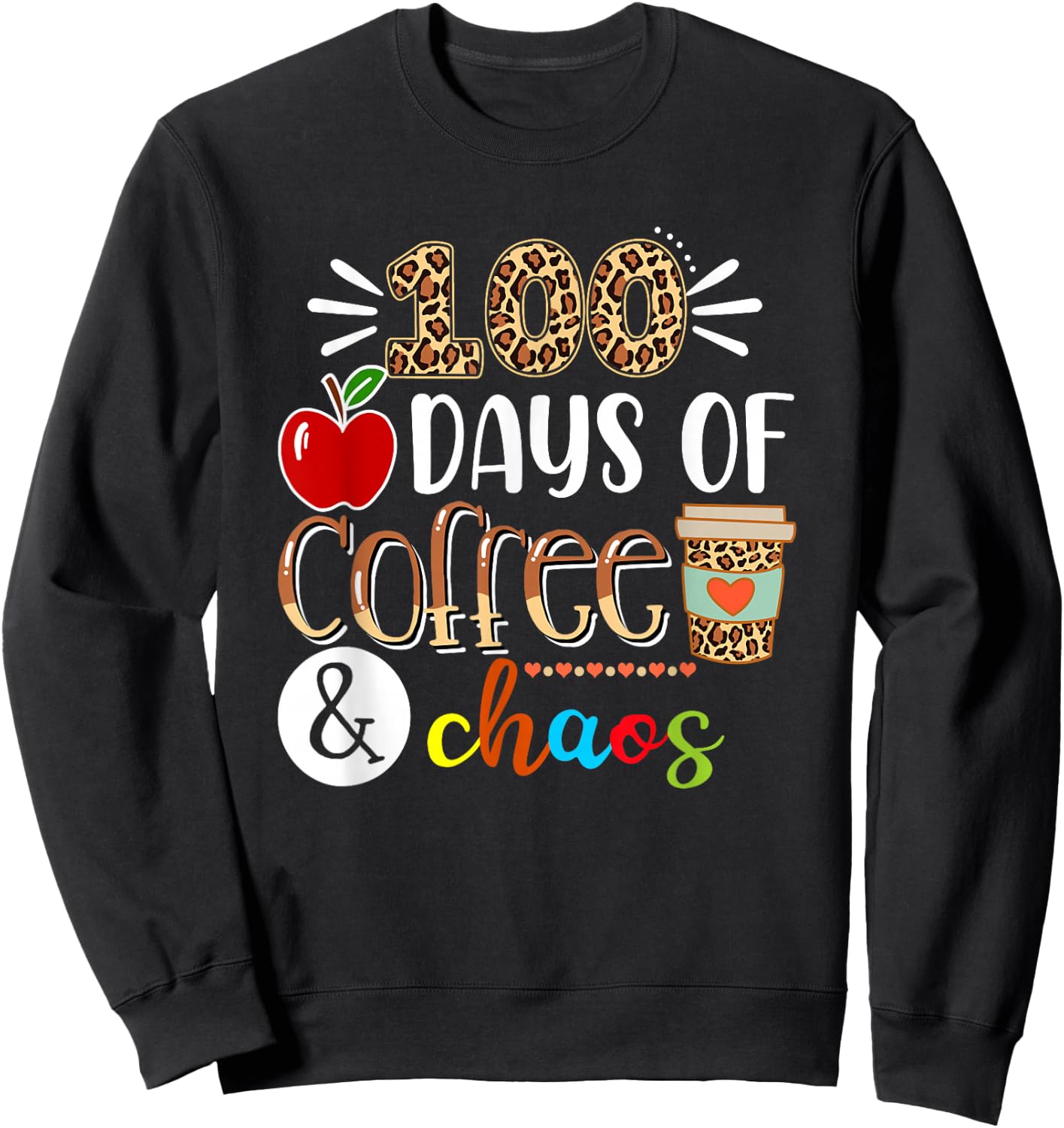 100 Days of School Gifts for Teacher, Teacher 100 Days Sweatshirt - Sweatshirt | Black