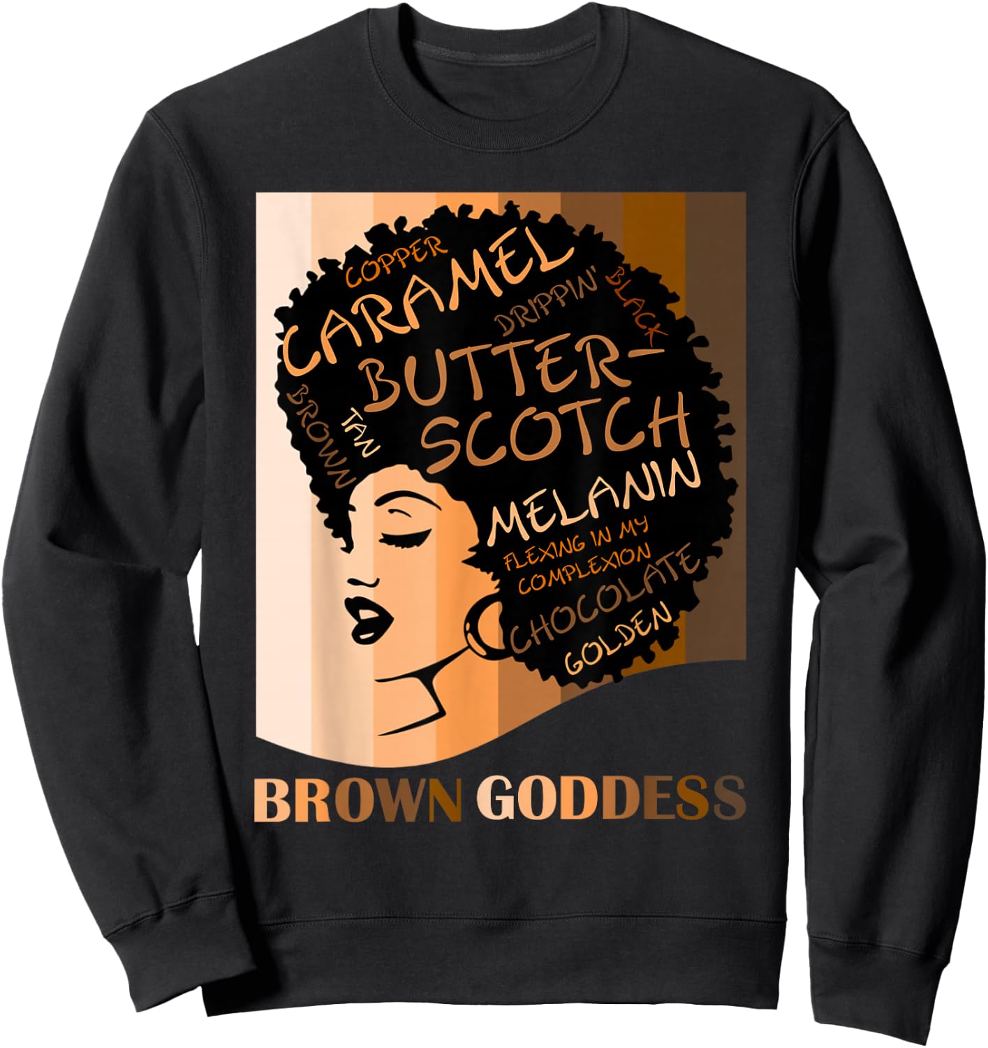 Brown Goddess Melanin Cute Women's Afro Black is Beautiful Small Sweatshirt - Sweatshirt | Black