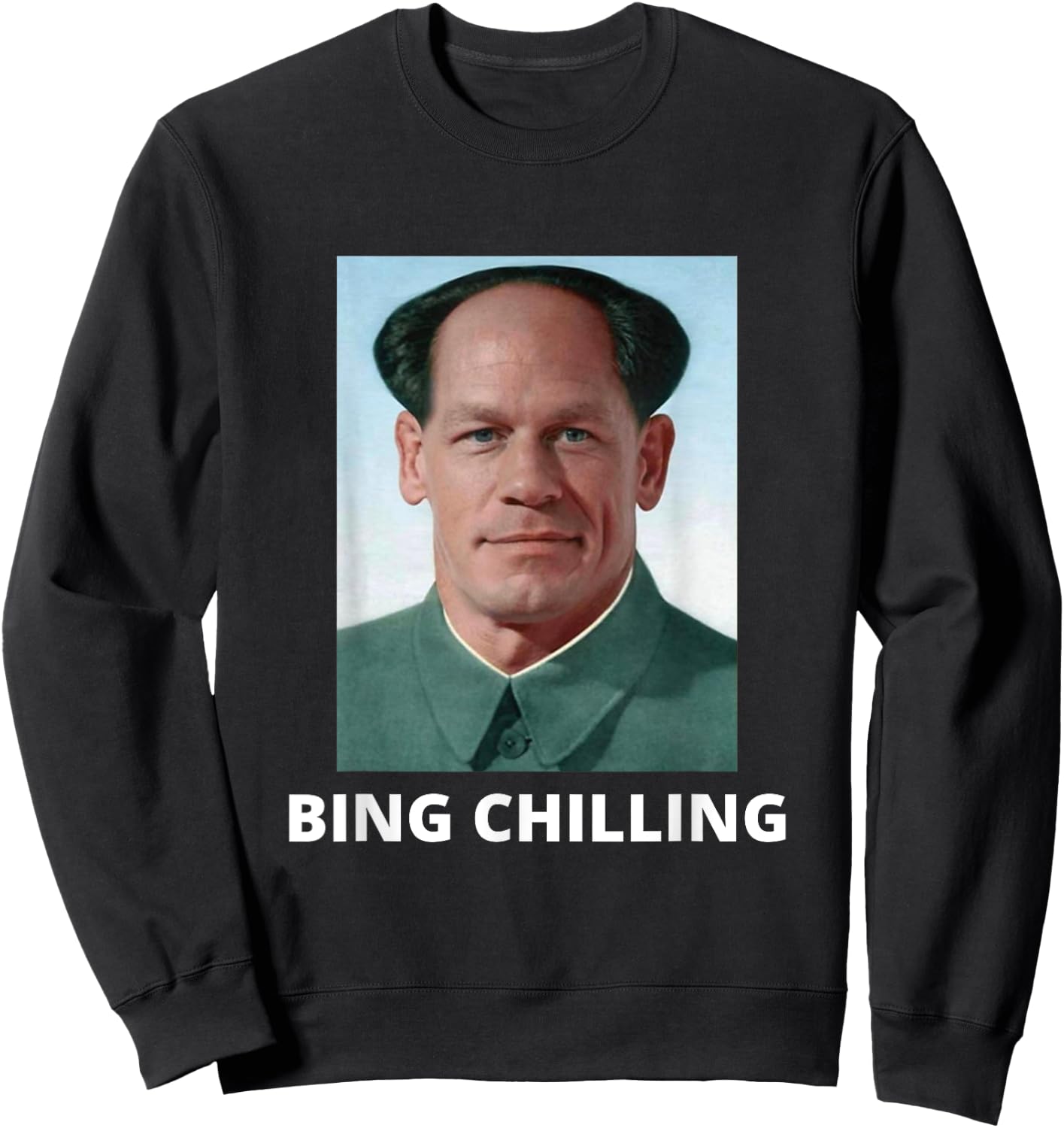 Bing Shi Ling Bing Chilling John Xina Ice Cream Chinese Meme Sweatshirt - Sweatshirt | Black