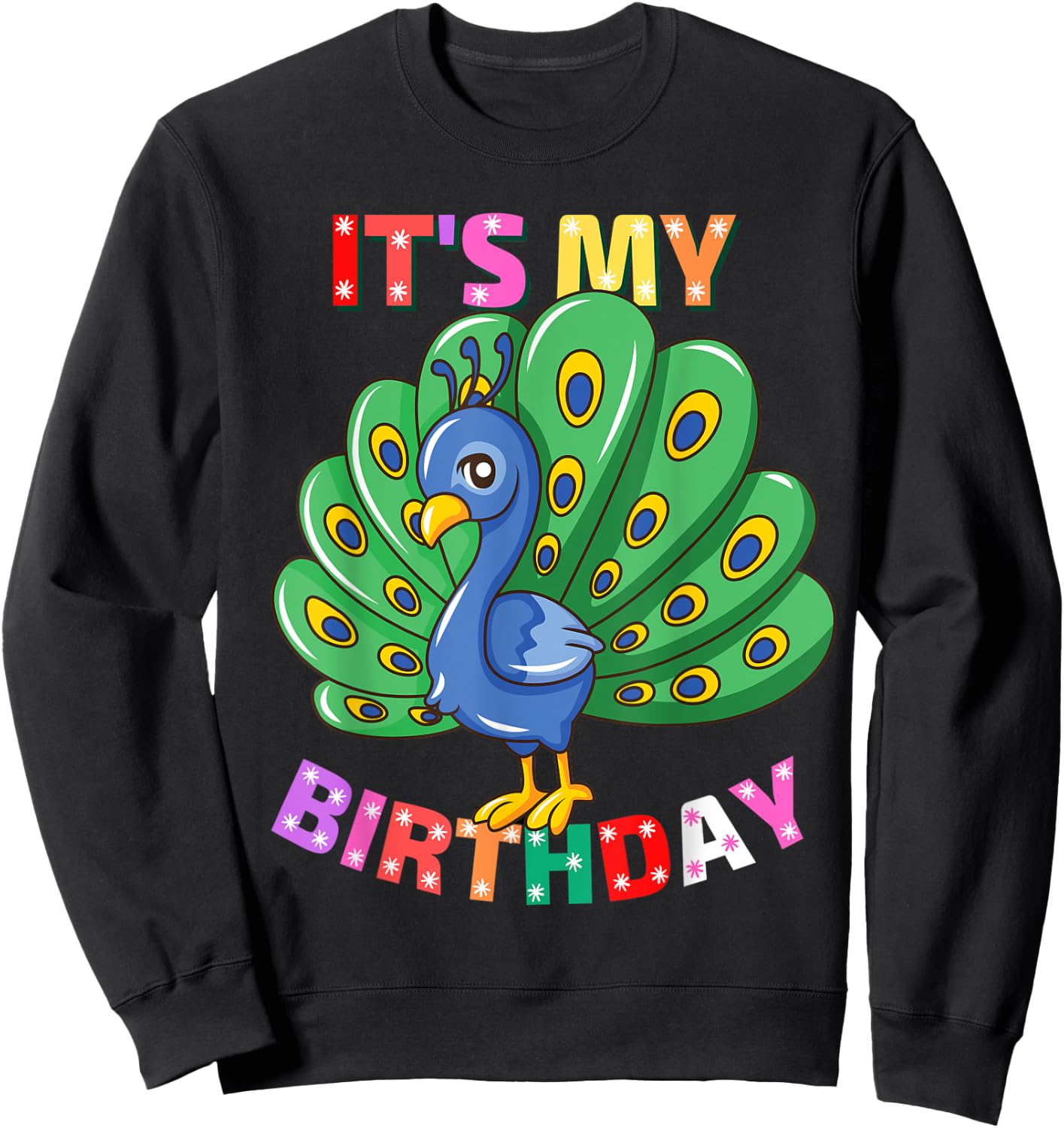 It's My Birthday Peacock Girls Birthday Peacock Sweatshirt - Sweatshirt | Black
