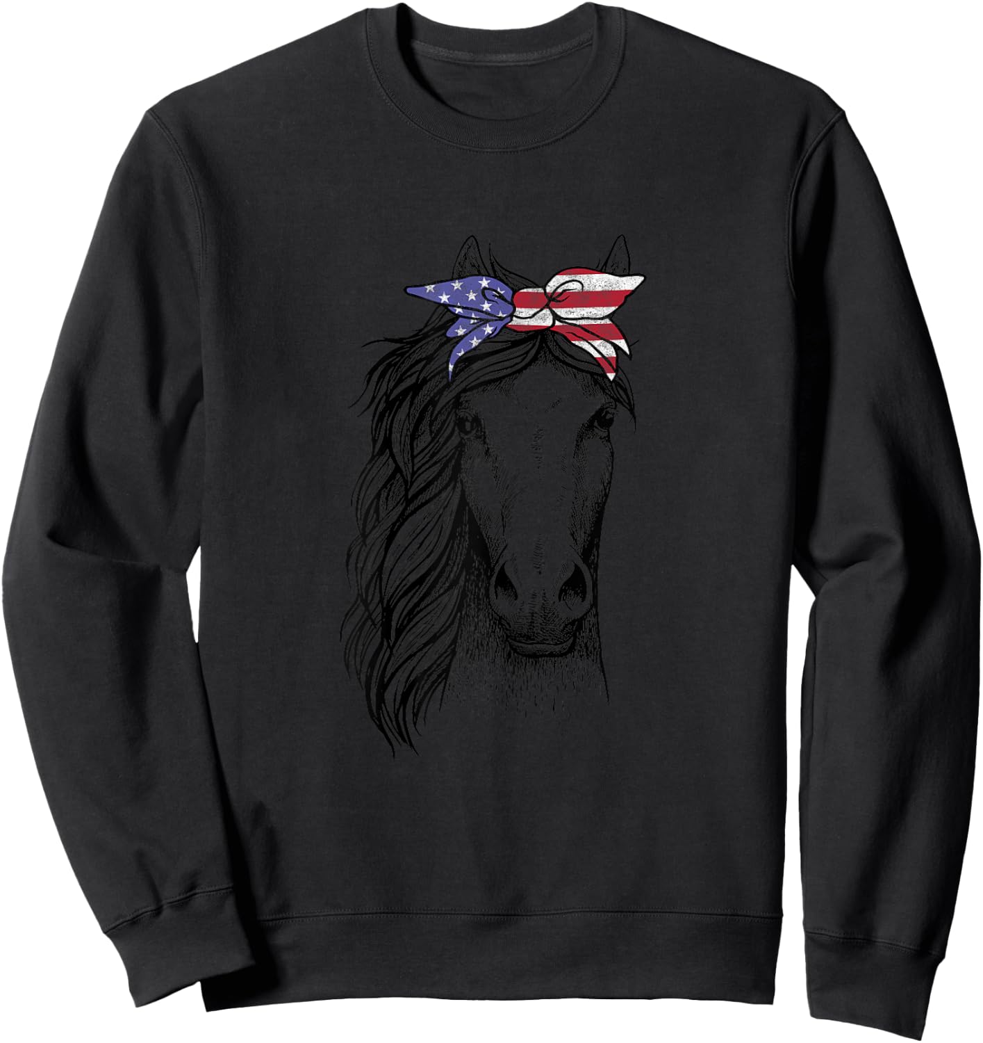 Horse Lovers Clothes with Bandana Apparel Women Kids Girls Sweatshirt - Sweatshirt | Black