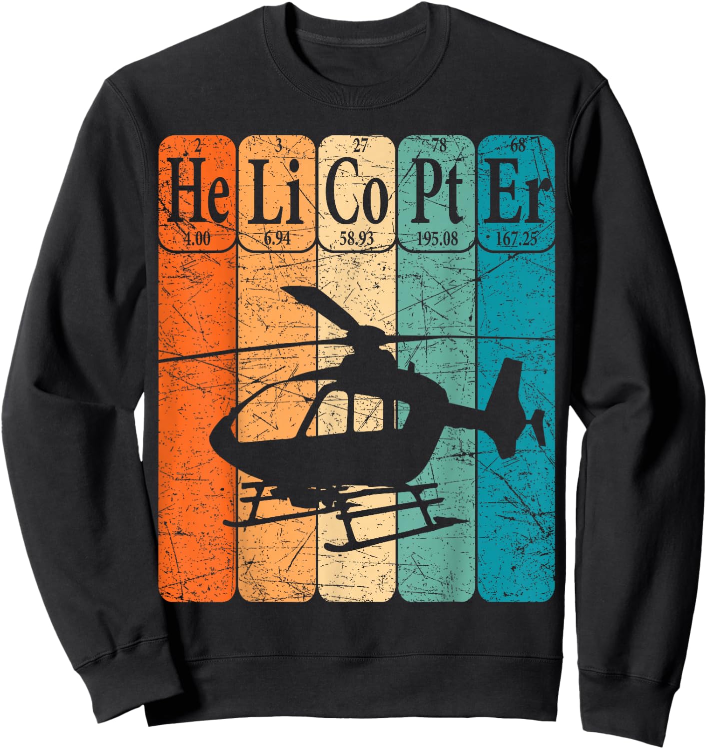Helicopter Periodic Table Elements Aviation Helicopter Pilot Sweatshirt - Sweatshirt | Black