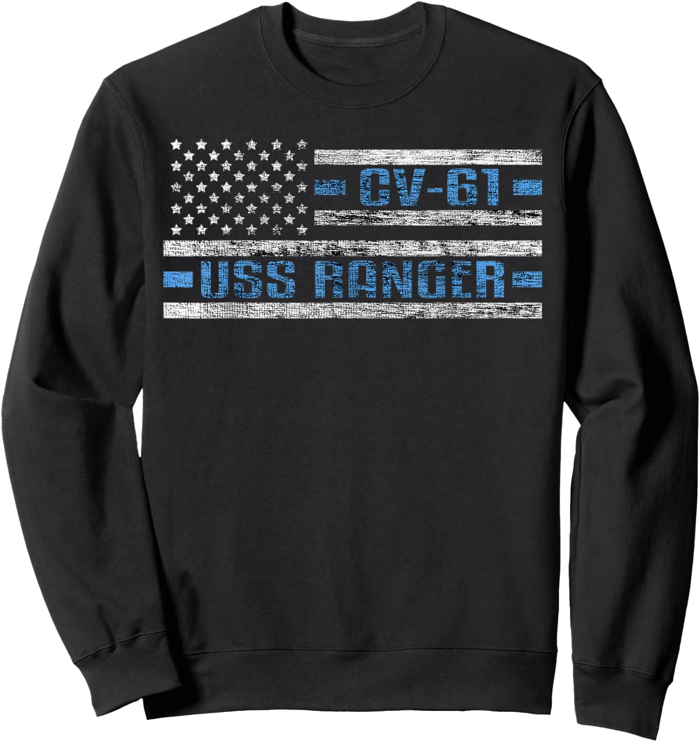 USS Ranger WWII Aircraft Carrier CV-61 US Army Sweatshirt - Sweatshirt | Black
