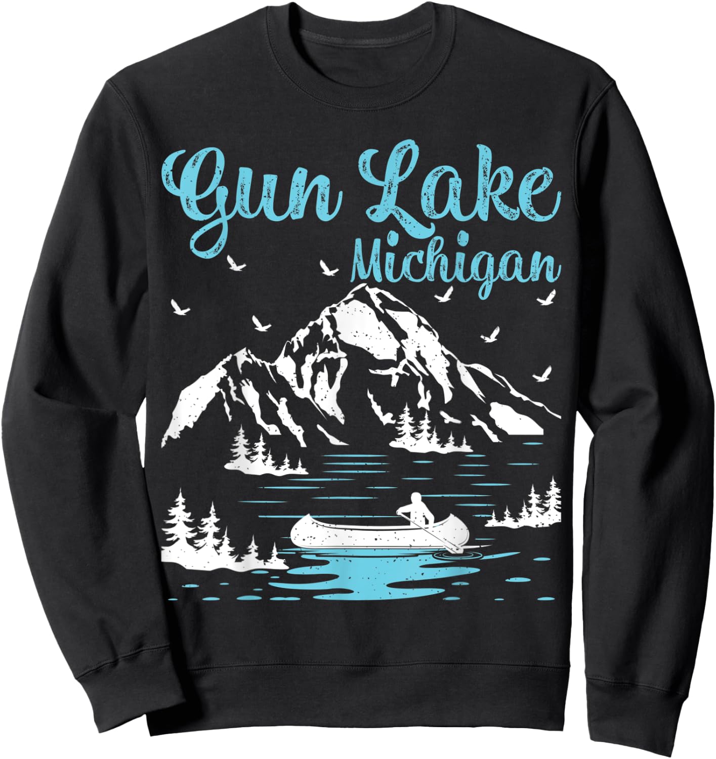 Summer Vacation Retro Michigan Gun Lake Men Women Sweatshirt - Sweatshirt | Black