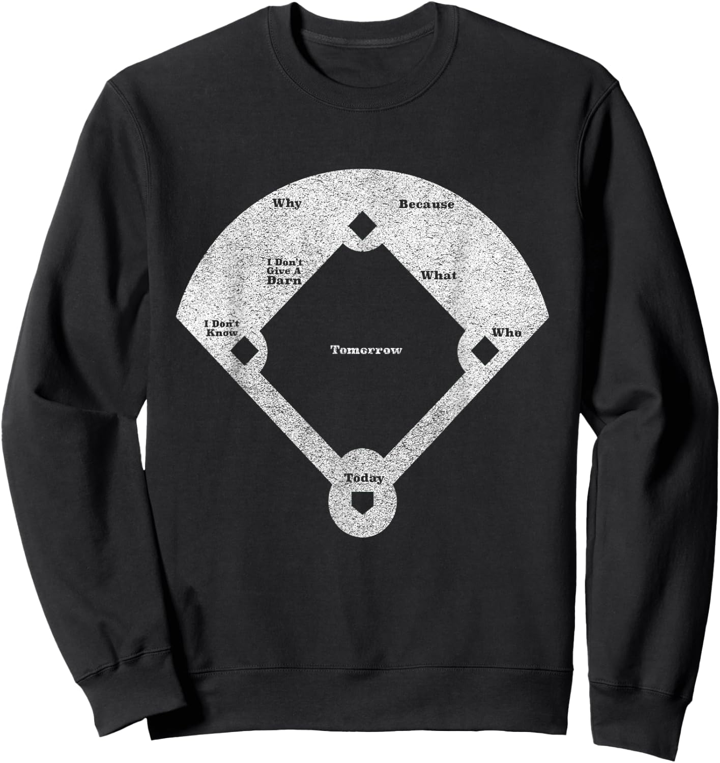 Funny Baseball Who's On First Distressed Sweatshirt - Sweatshirt | Black