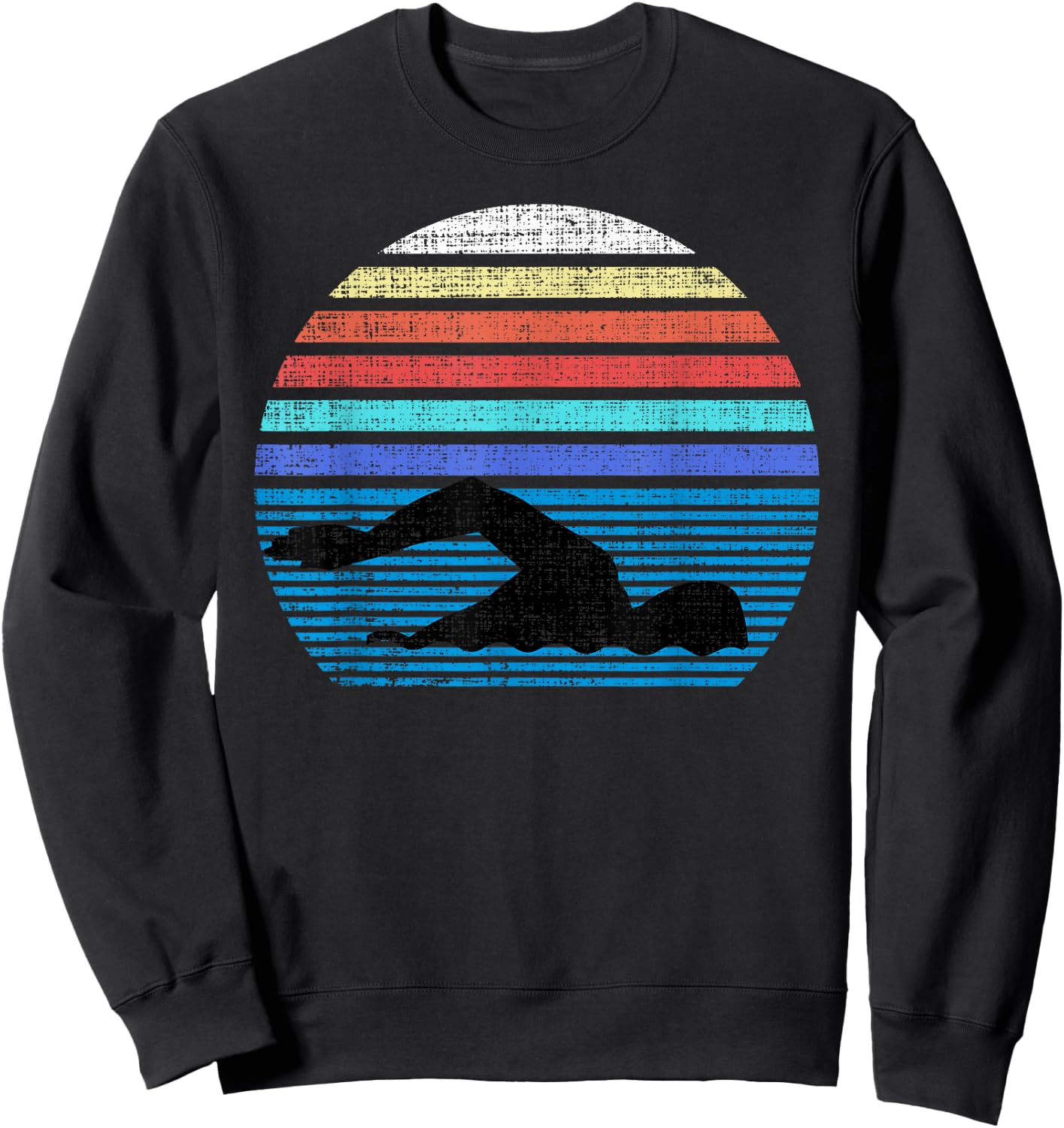 Vintage Retro Swim Swimmer Swimming 80s Gifts Sweatshirt - Sweatshirt | Black