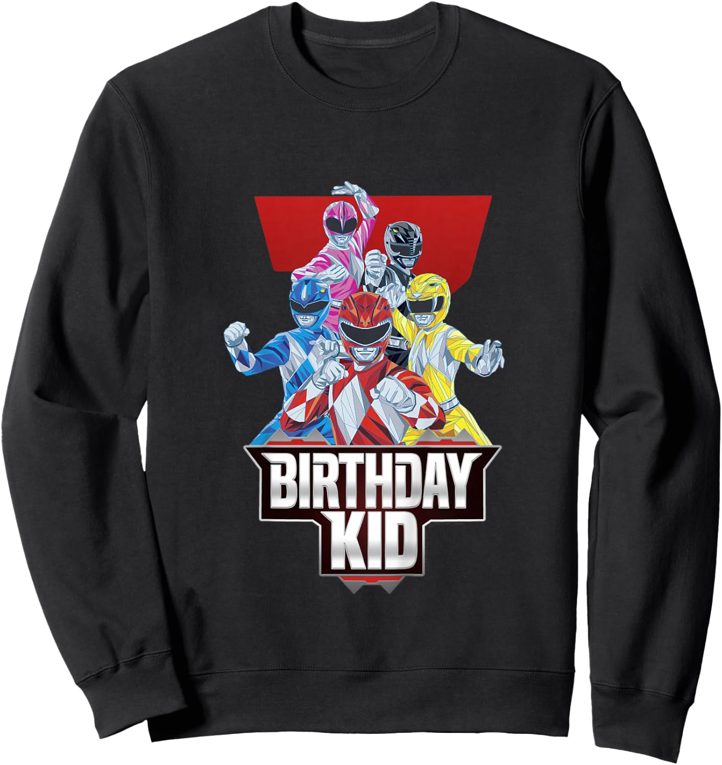 Power Rangers Birthday Kid Mighty Morphin' Group Shot Youth Sweatshirt - Sweatshirt | Black