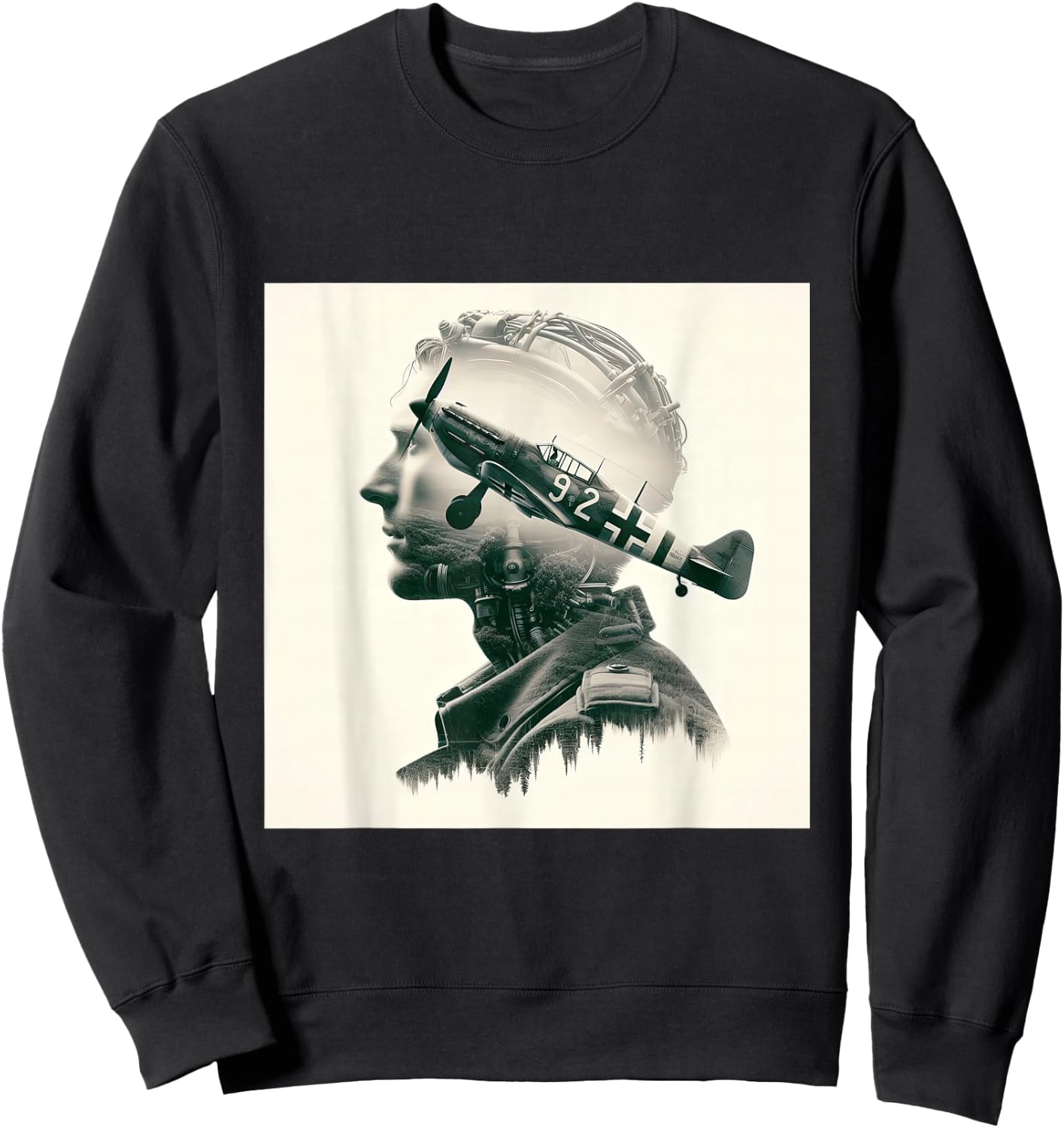 Aviation Legacy Silhouette Vintage Aircraft Enthusiast Art Sweatshirt - Sweatshirt | Black